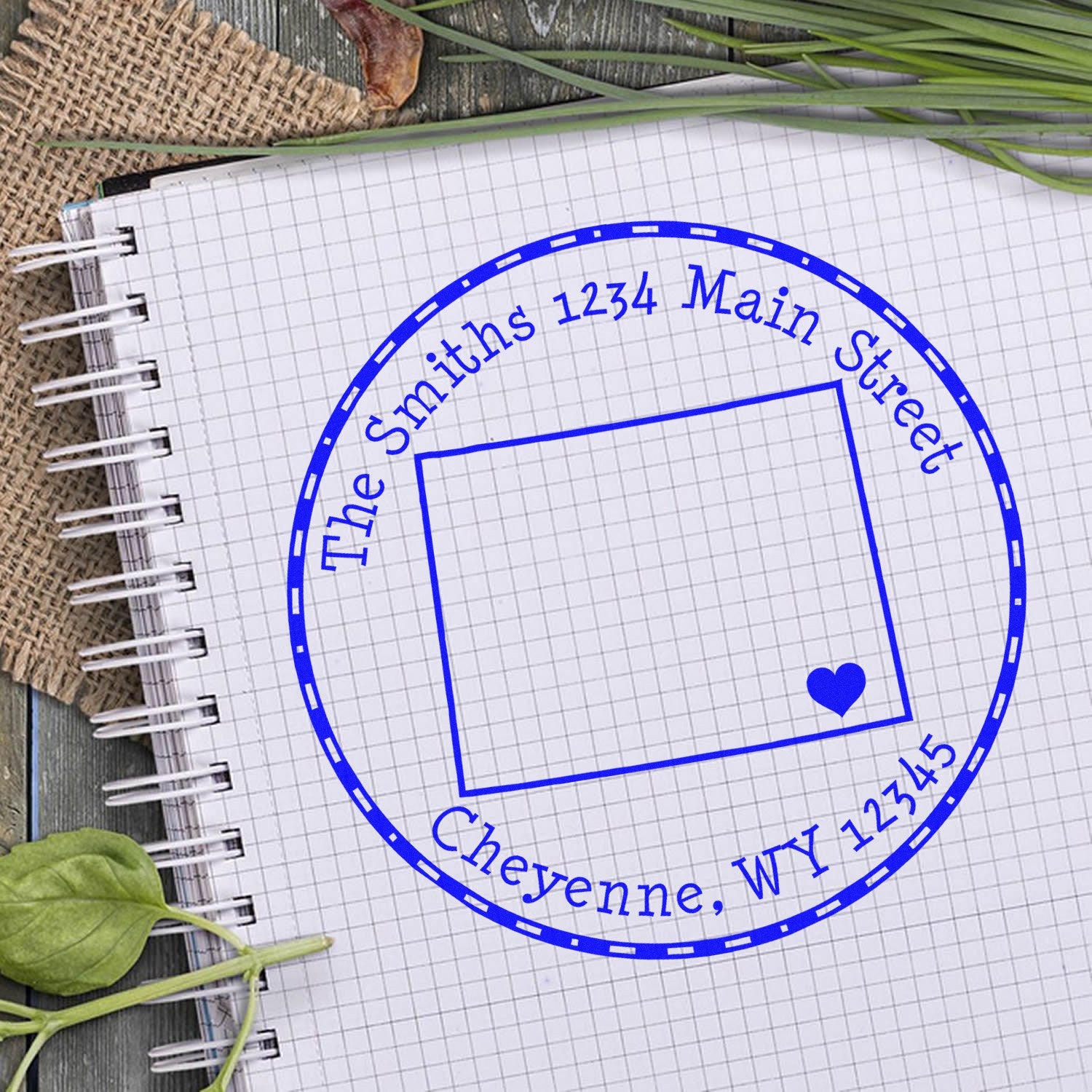 Slim Round Wyoming State Luv Address Stamp - Engineer Seal Stamps