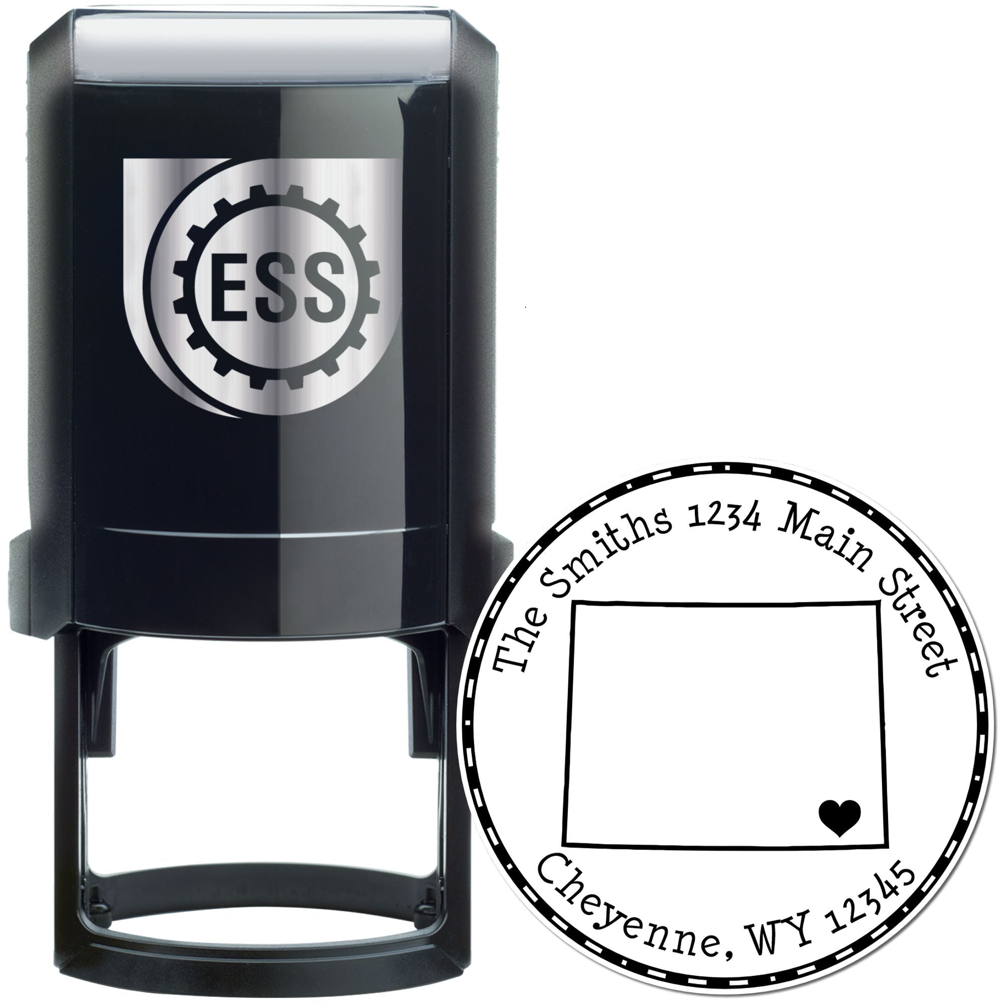 Self-Inking Round Wyoming State Luv Address Stamp - Engineer Seal Stamps