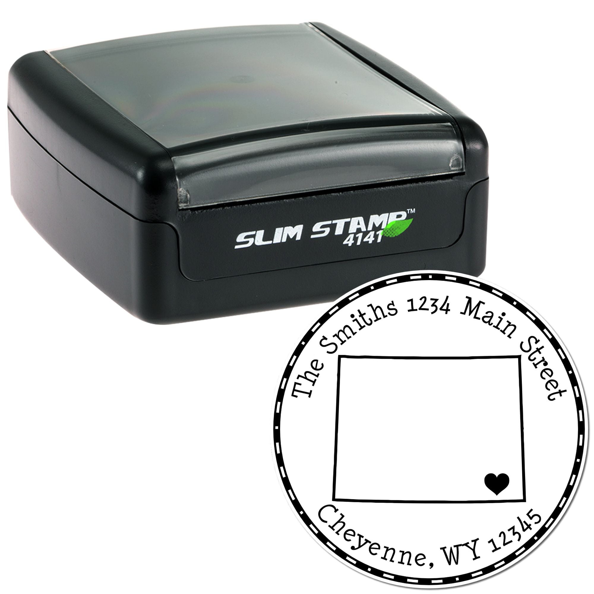 Slim Round Wyoming State Luv Address Stamp - Engineer Seal Stamps