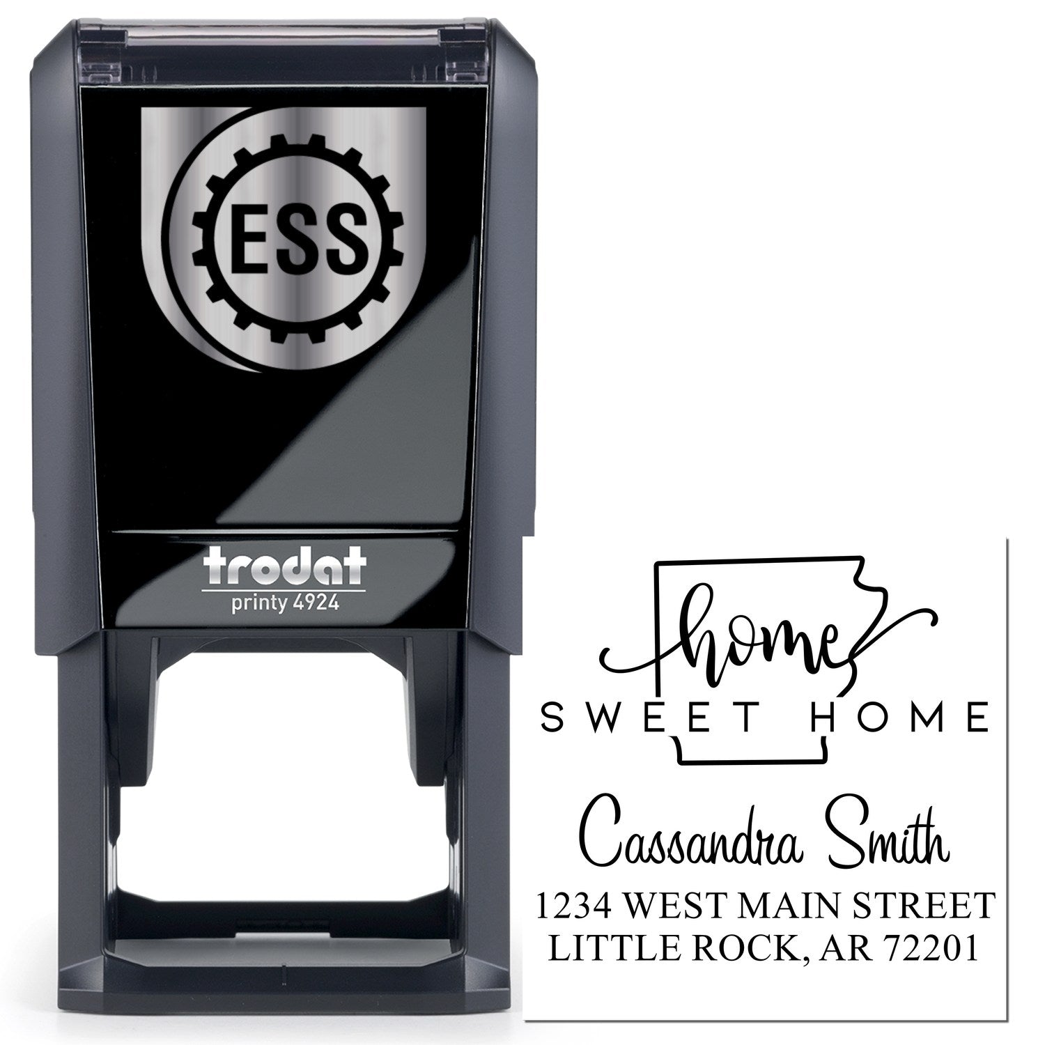 Self-Inking Home Sweet Home Arkansas Personalized Mailing Rubber Stamp - Engineer Seal Stamps