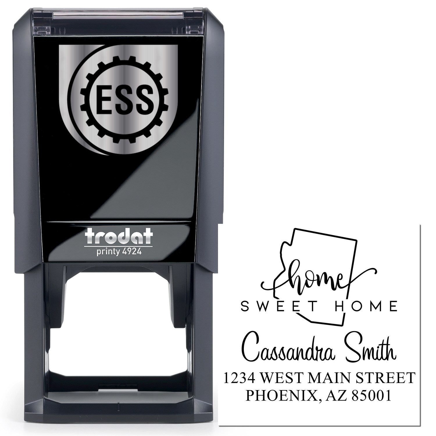 Self-Inking Home Sweet Home Arizona Personalized Mailing Stamper - Engineer Seal Stamps