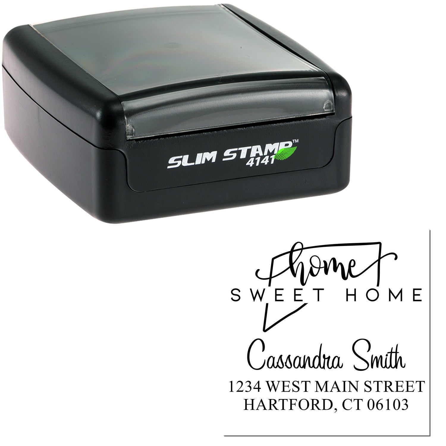 Slim Home Sweet Home Connecticut Personalized New Address Stamp - Engineer Seal Stamps