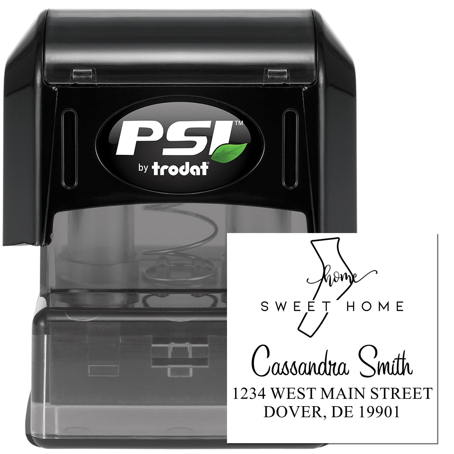 PSI Pre-Inked Home Sweet Home Delaware Personalized Address Return Rubber Stamp - Engineer Seal Stamps