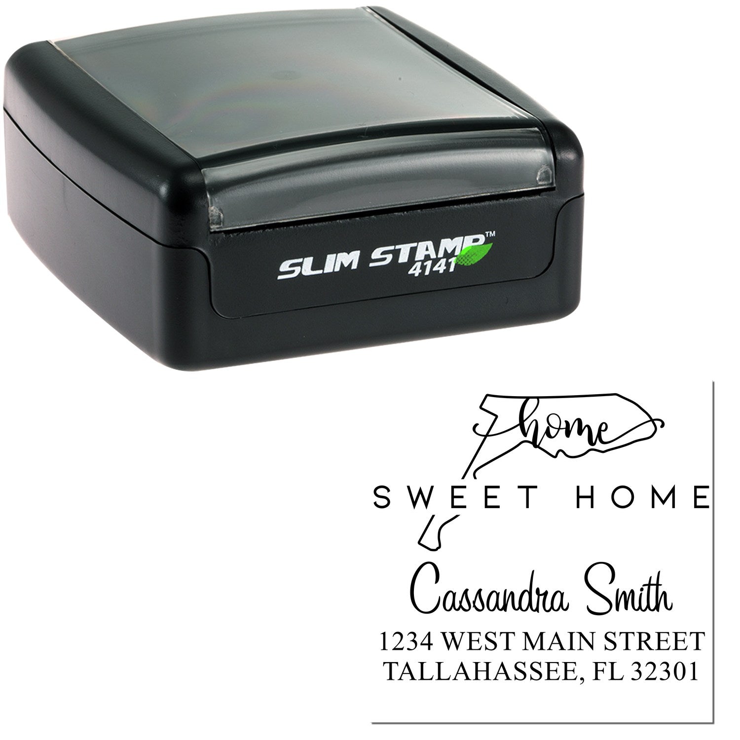 Slim Home Sweet Home Florida Personalized New Address Pre-Inked Stamp - Engineer Seal Stamps