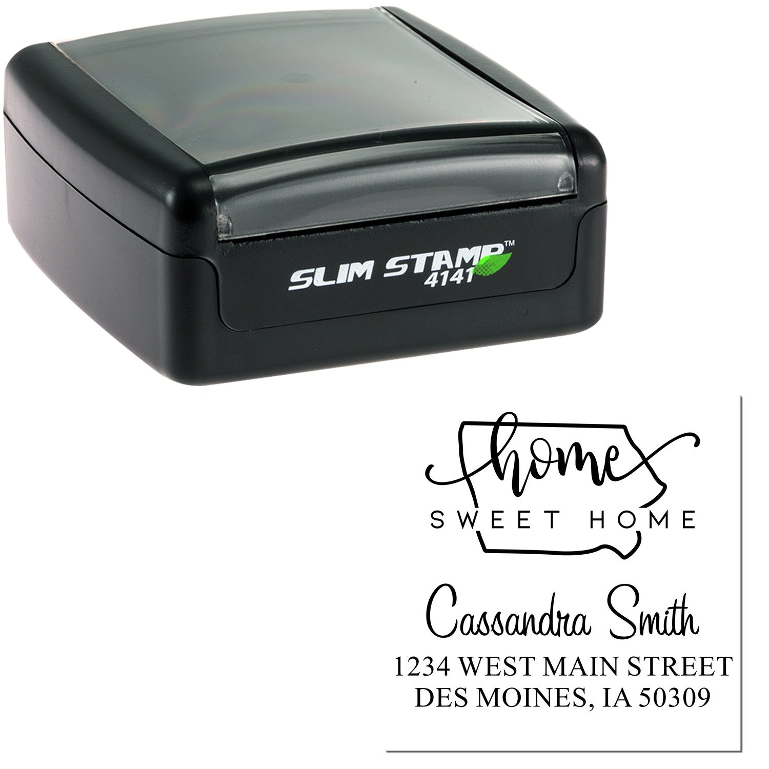 Slim Home Sweet Home Iowa Personalized Address Label Pre-Inked Stamp - Engineer Seal Stamps