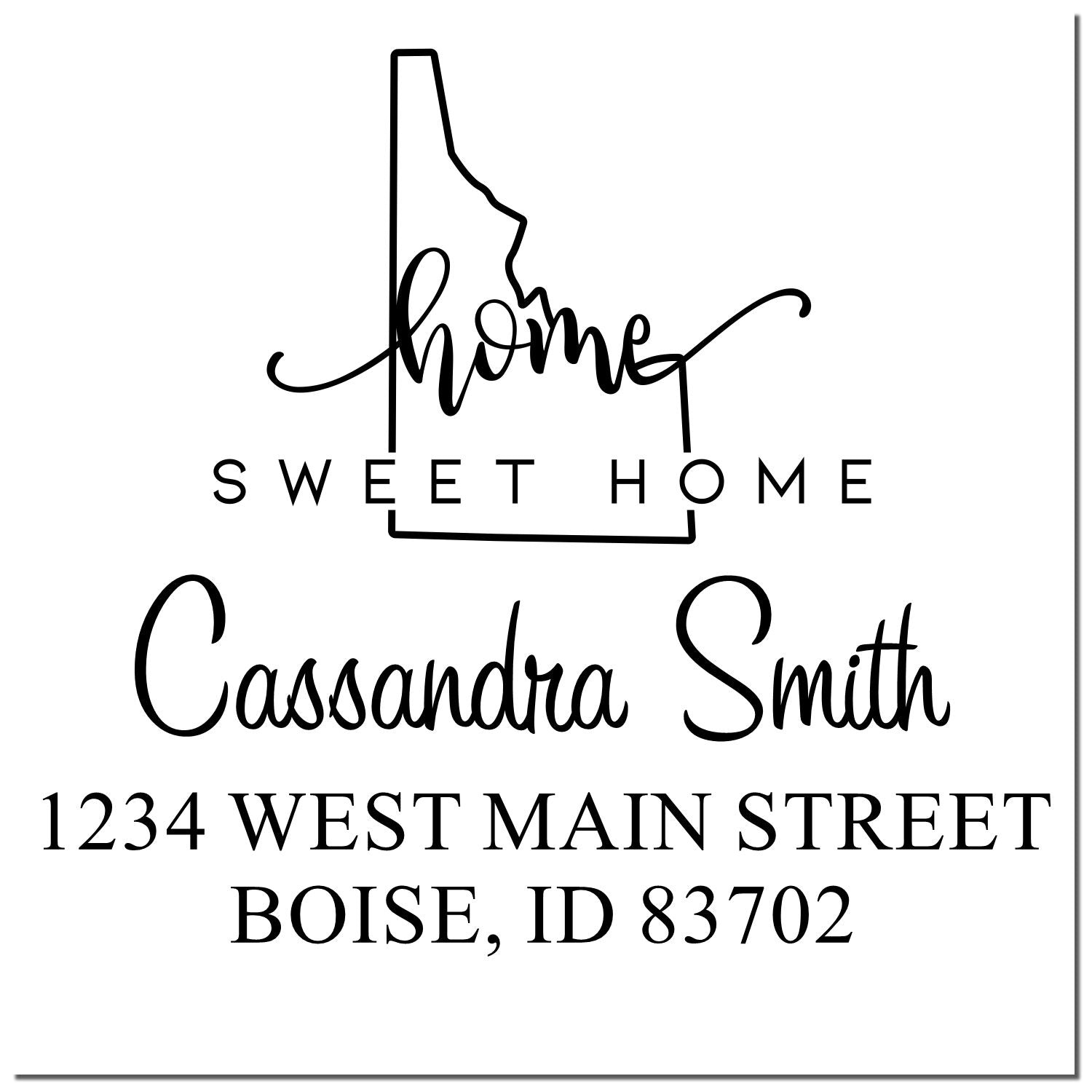 Slim Home Sweet Home Idaho Personalized Home Address for Envelopes Pre-Inked Stamp - Engineer Seal Stamps