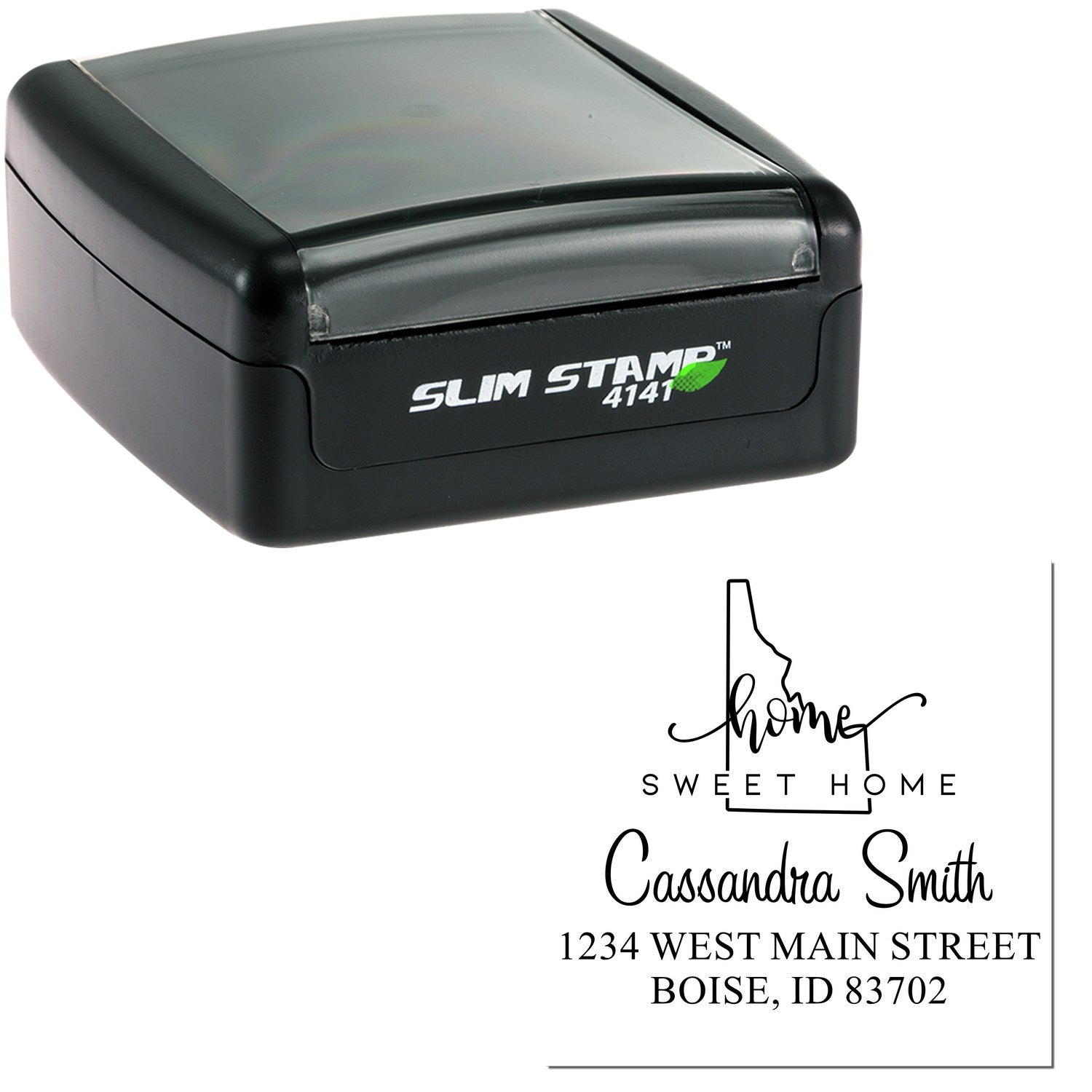 Slim Home Sweet Home Idaho Personalized Home Address for Envelopes Pre-Inked Stamp - Engineer Seal Stamps