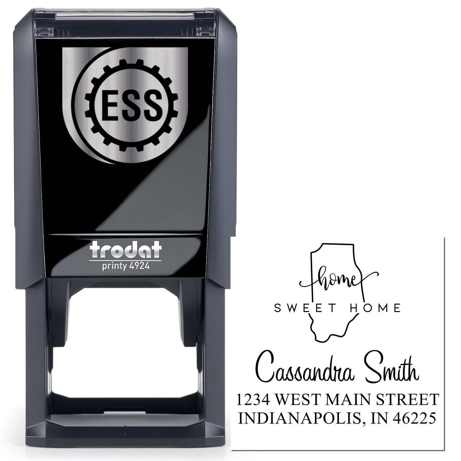 Self-Inking Home Sweet Home Indiana Personalized Address Return Stamp - Engineer Seal Stamps