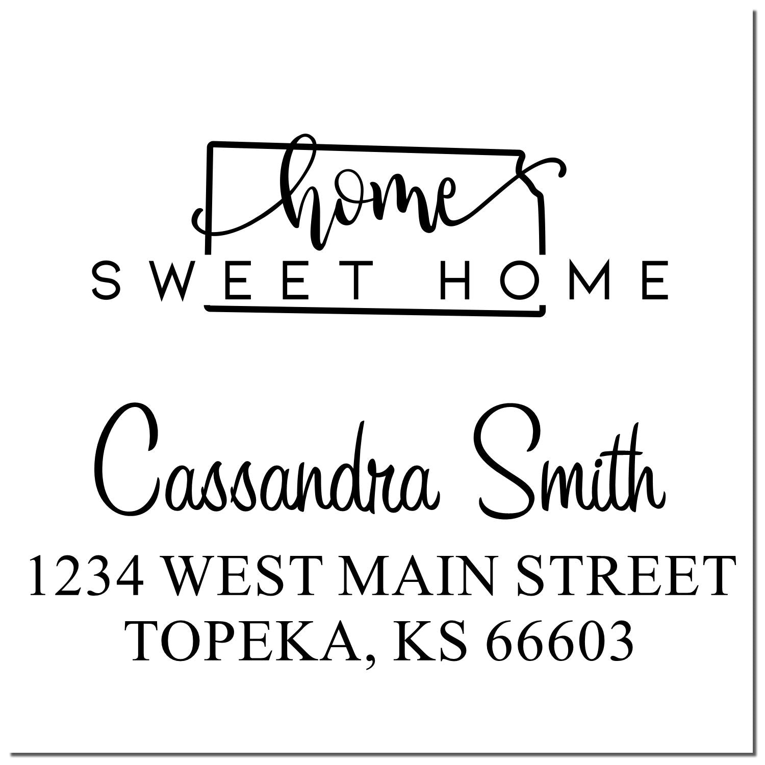Self-Inking Home Sweet Home Kansas Personalized Address Return Rubber Stamp - Engineer Seal Stamps