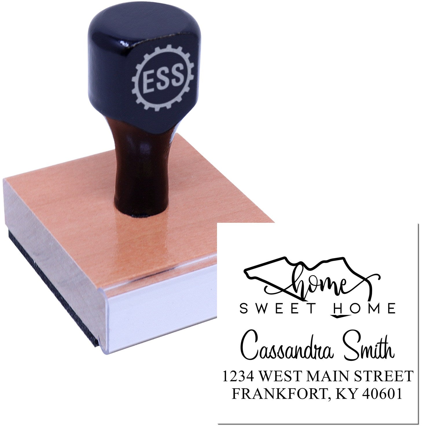 Wood Handle Home Sweet Home Kentucky Personalized Home Address Stamper - Engineer Seal Stamps