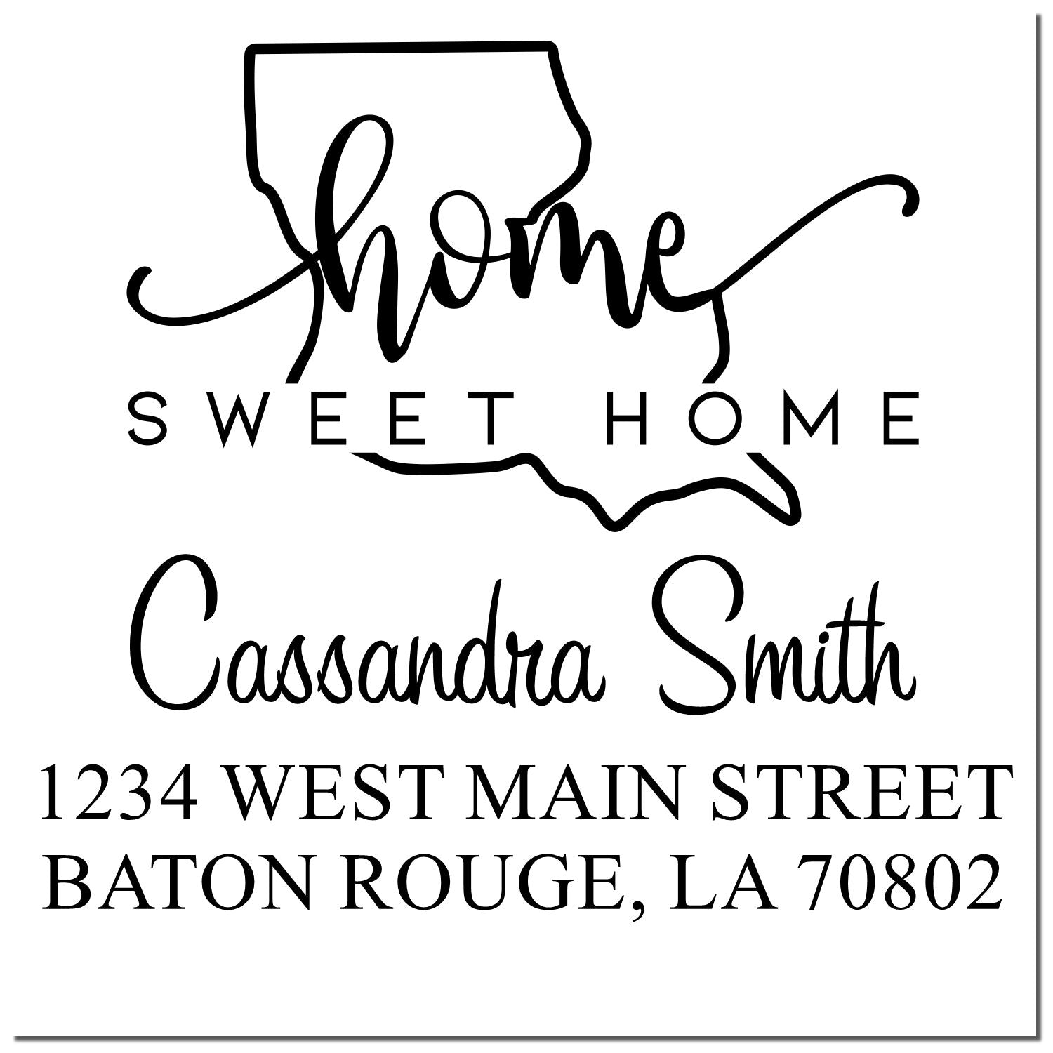 Slim Home Sweet Home Louisiana Custom Address Pre-Inked Stamp - Engineer Seal Stamps