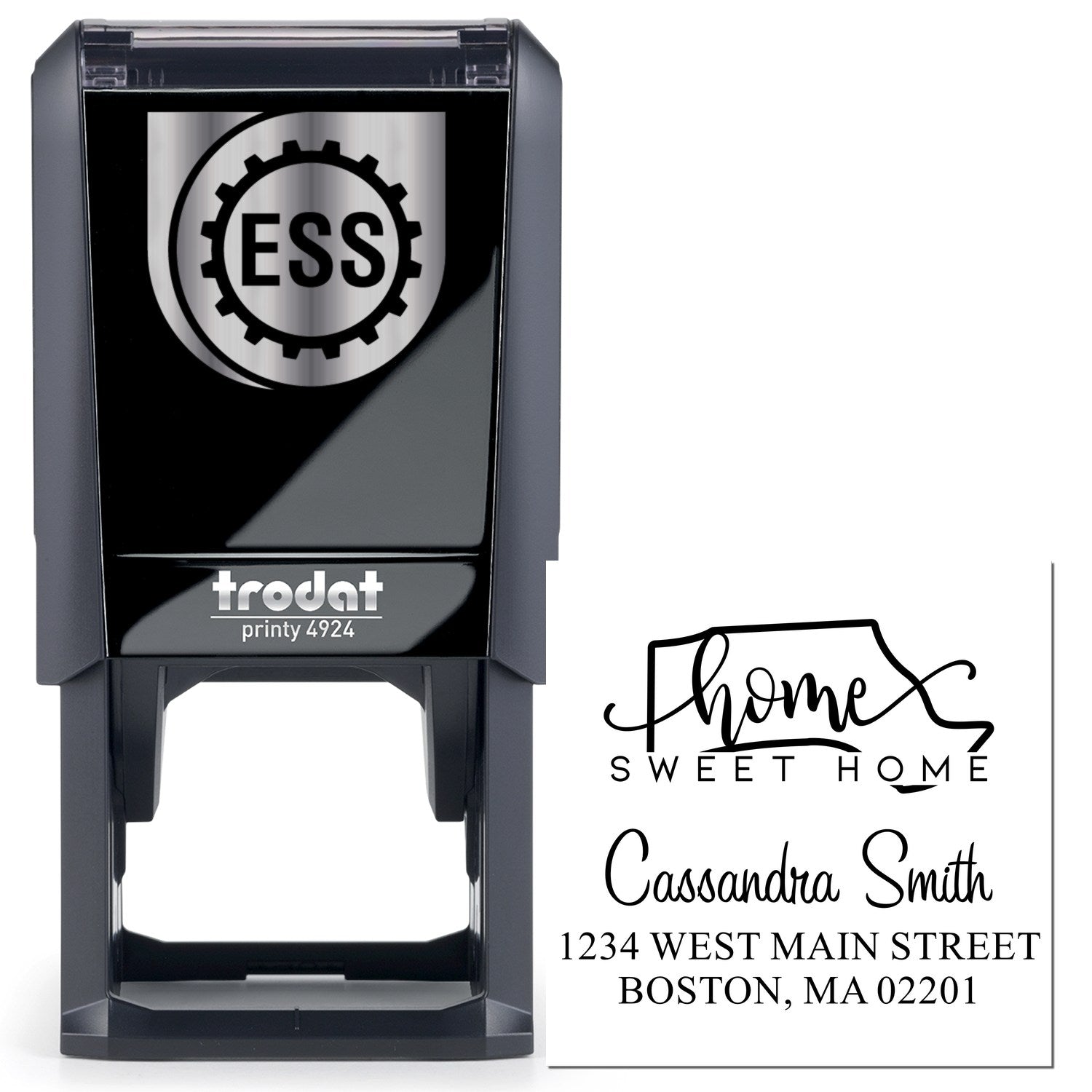 Self-Inking Home Sweet Home Massachusetts Personalized Mail Address Stamper - Engineer Seal Stamps