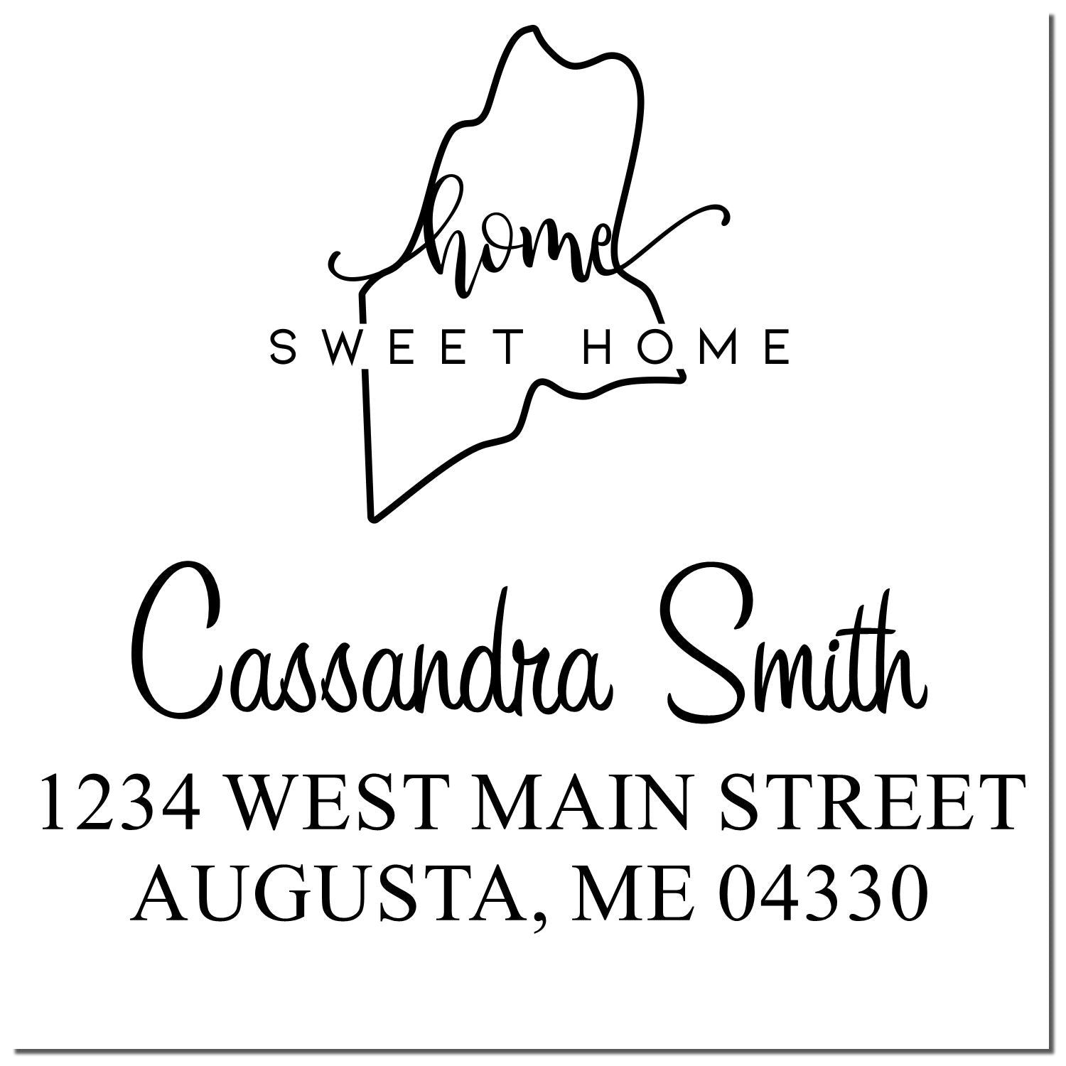 Wood Handle Home Sweet Home Maine Personalized New Home Address Stamp - Engineer Seal Stamps