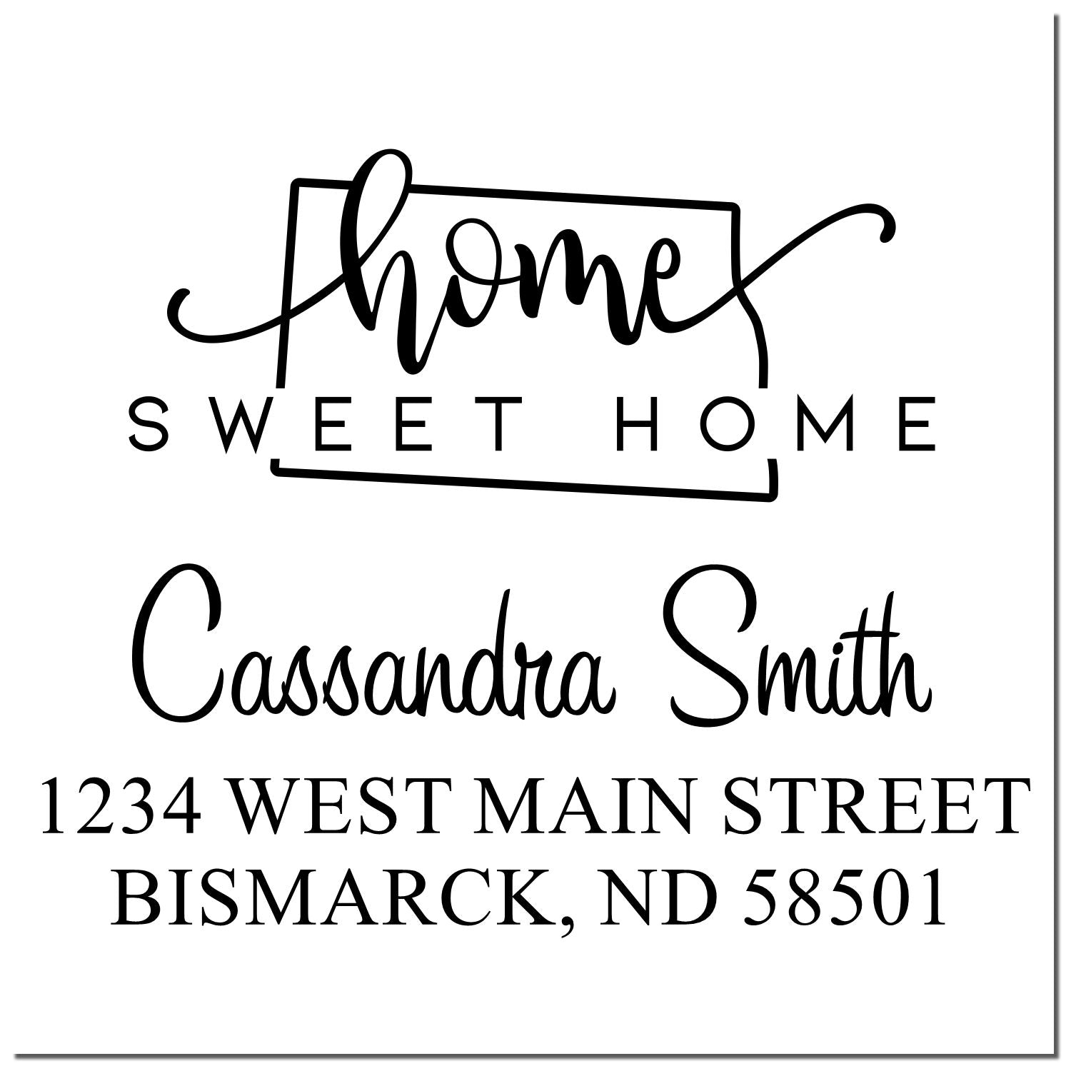 Wood Handle Home Sweet Home North Dakota Personalized Home Address for Envelopes Stamp - Engineer Seal Stamps