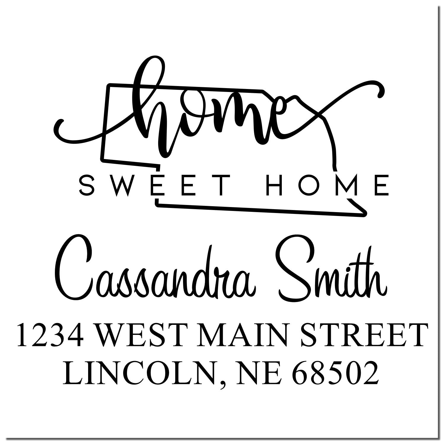 Slim Home Sweet Home Nebraska Custom Mailing Pre-Inked Stamp - Engineer Seal Stamps