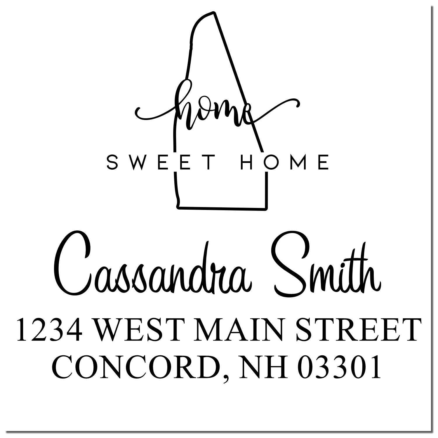 Slim Home Sweet Home New Hampshire Custom Mail Stamper - Engineer Seal Stamps