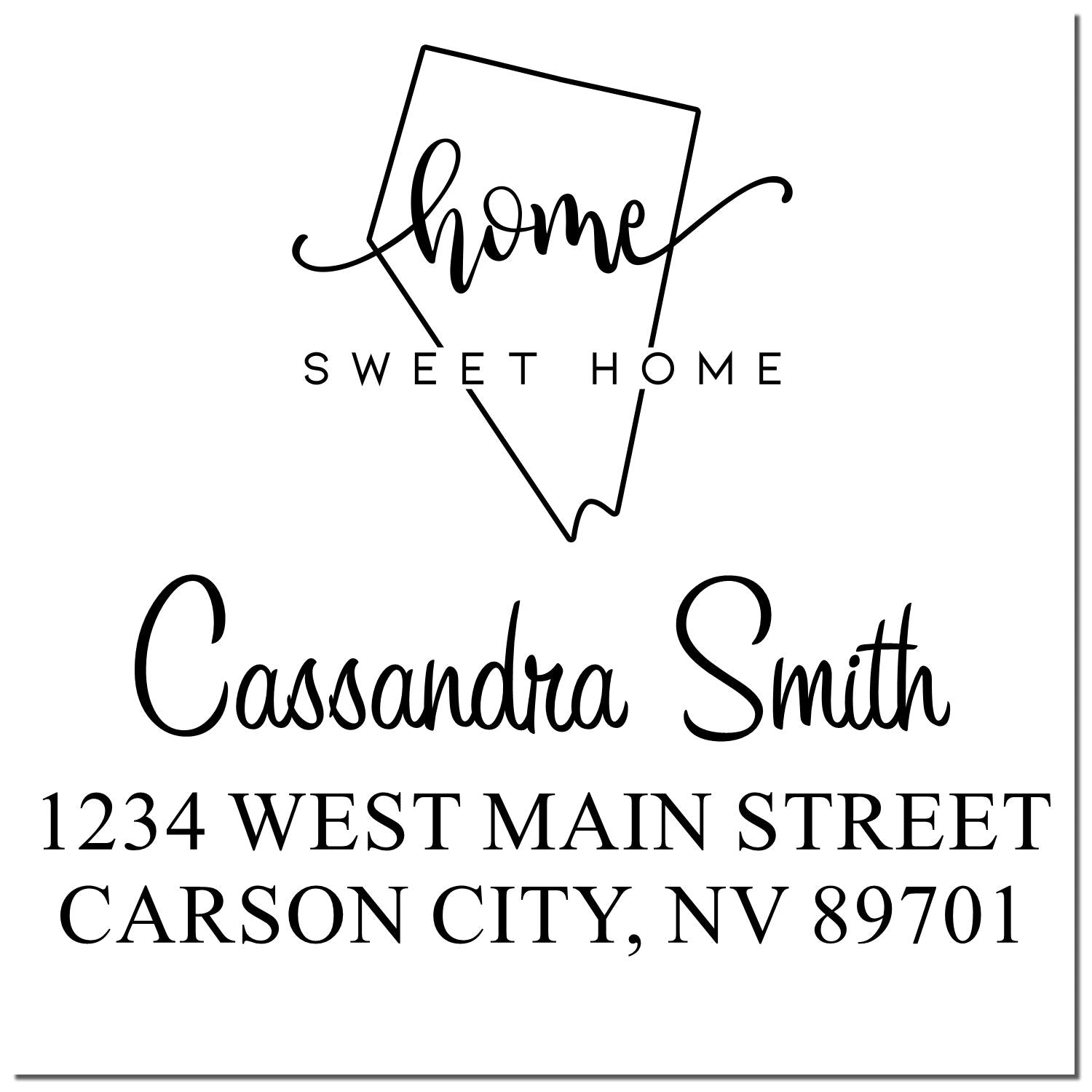 Wood Handle Home Sweet Home Nevada Personalized Mail Address Stamp - Engineer Seal Stamps