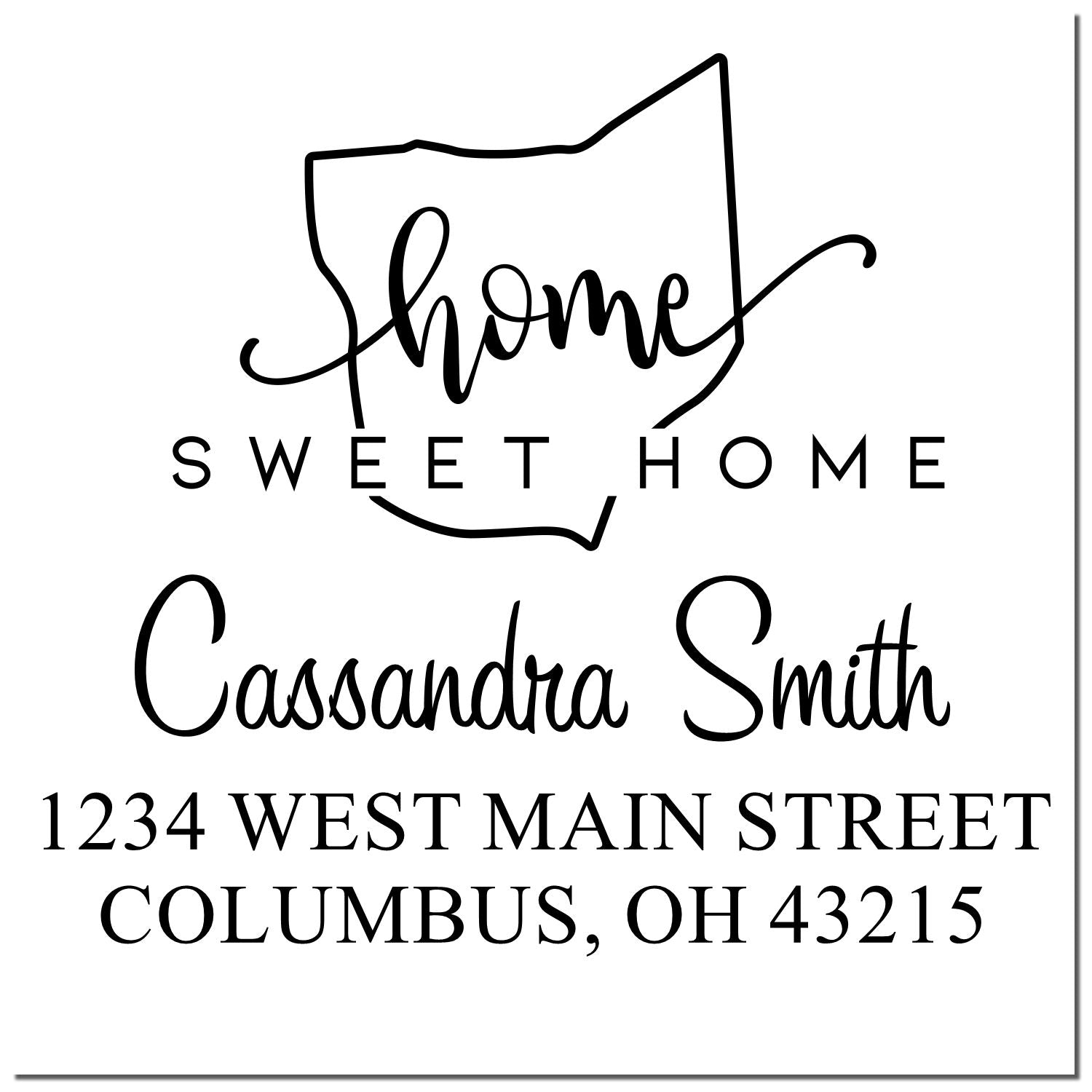Wood Handle Home Sweet Home Ohio Personalized Home Address for Envelopes Stamper - Engineer Seal Stamps