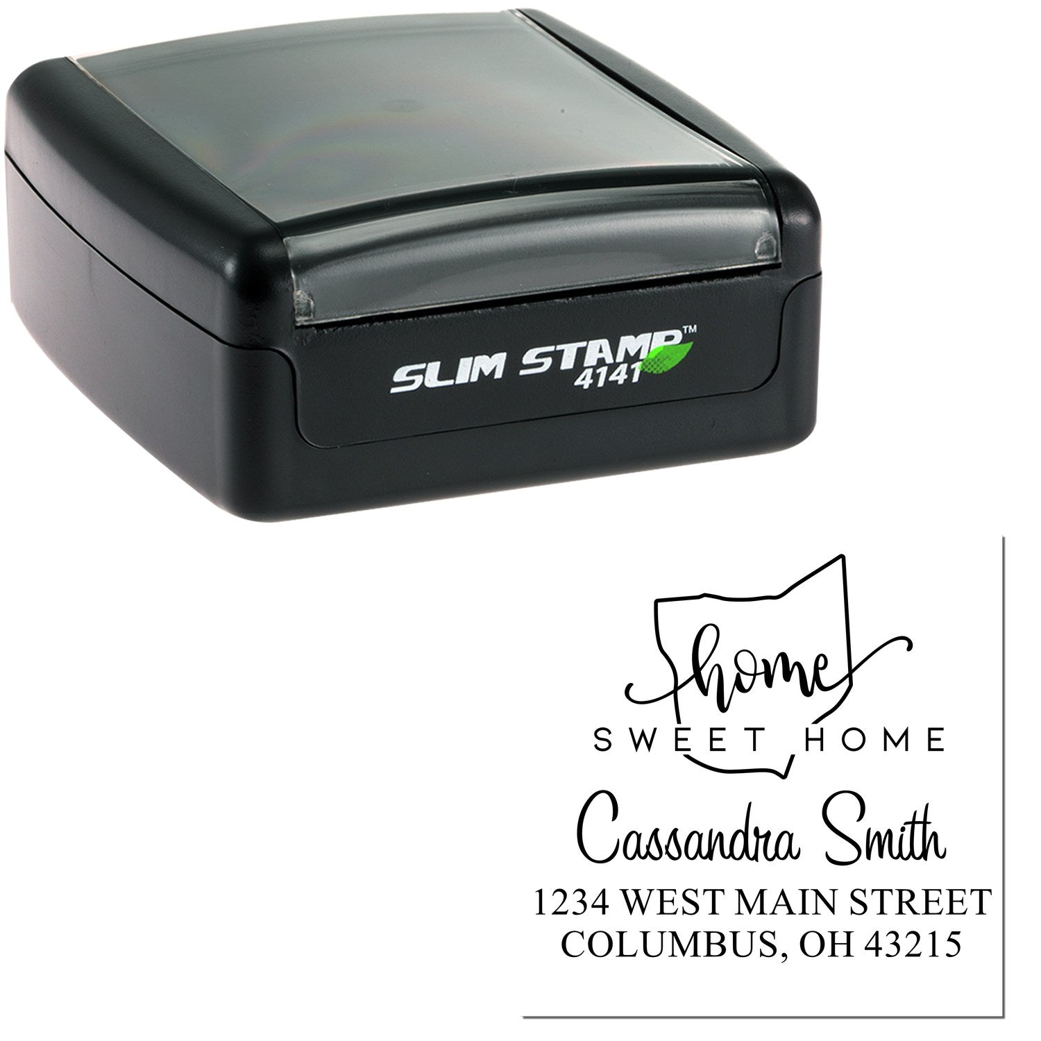 Slim Home Sweet Home Ohio Custom New Home Address Stamper - Engineer Seal Stamps