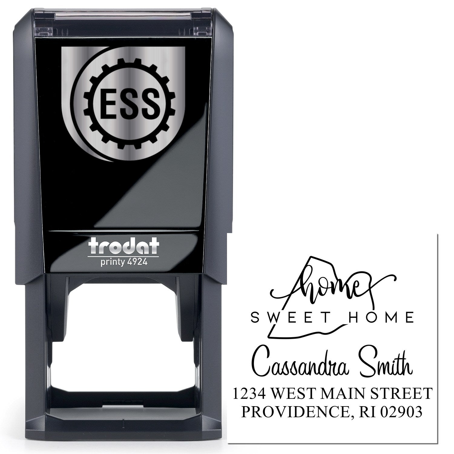 Self-Inking Home Sweet Home Rhode Island Custom Name and Address Stamper - Engineer Seal Stamps
