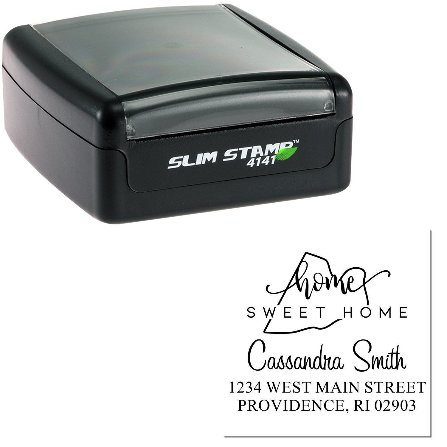 Slim Home Sweet Home Rhode Island Custom Address Return Pre-Inked Stamp - Engineer Seal Stamps