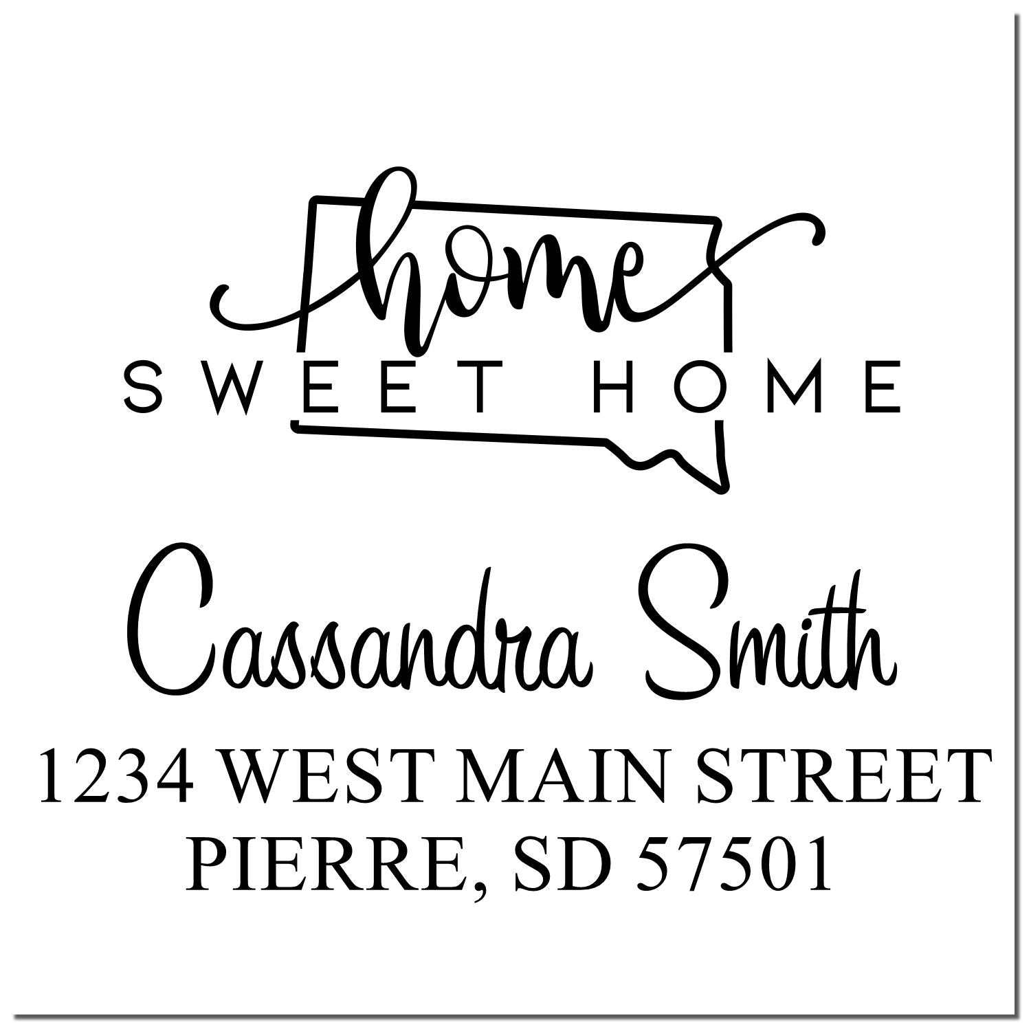 Slim Home Sweet Home South Dakota Custom Mailing Address Stamper - Engineer Seal Stamps
