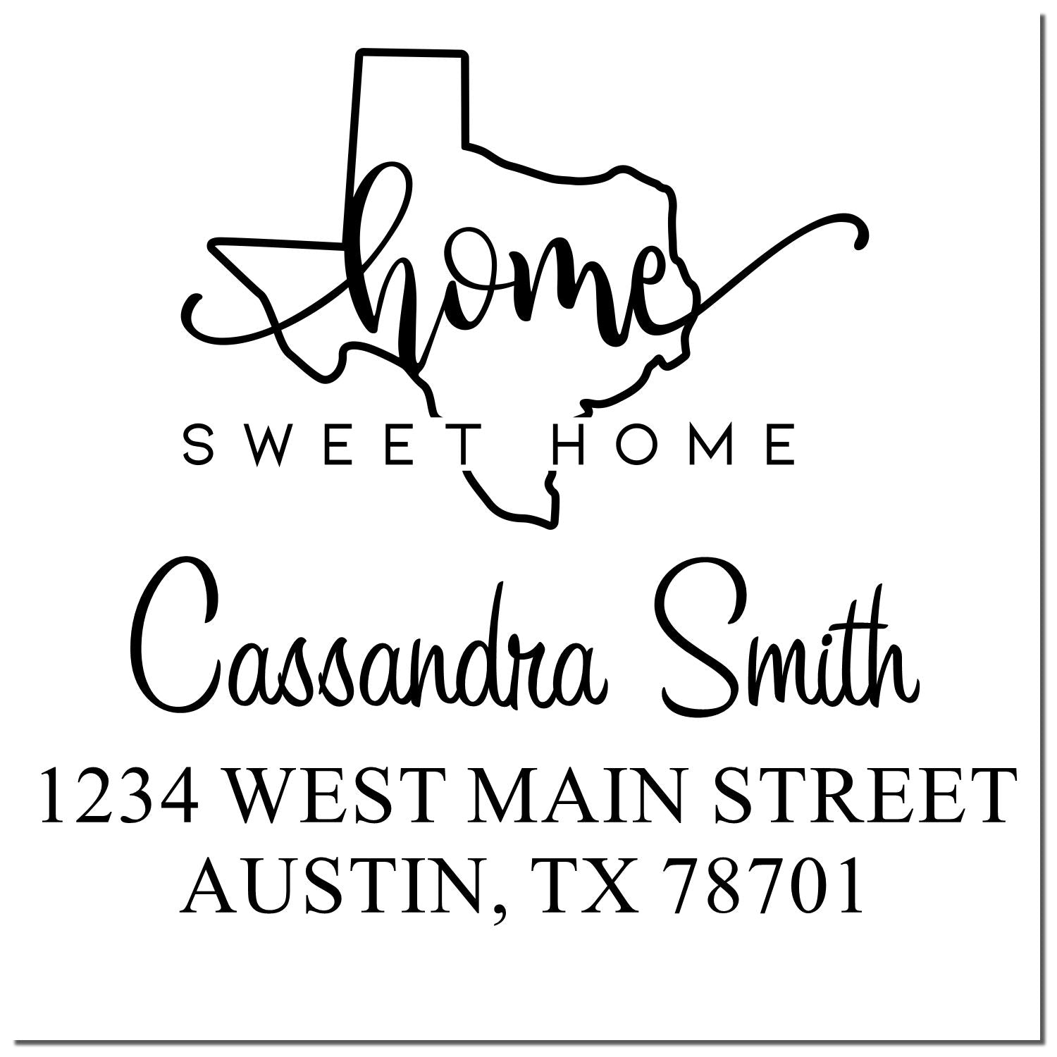 Slim Home Sweet Home Texas Custom Mail Address Stamp - Engineer Seal Stamps