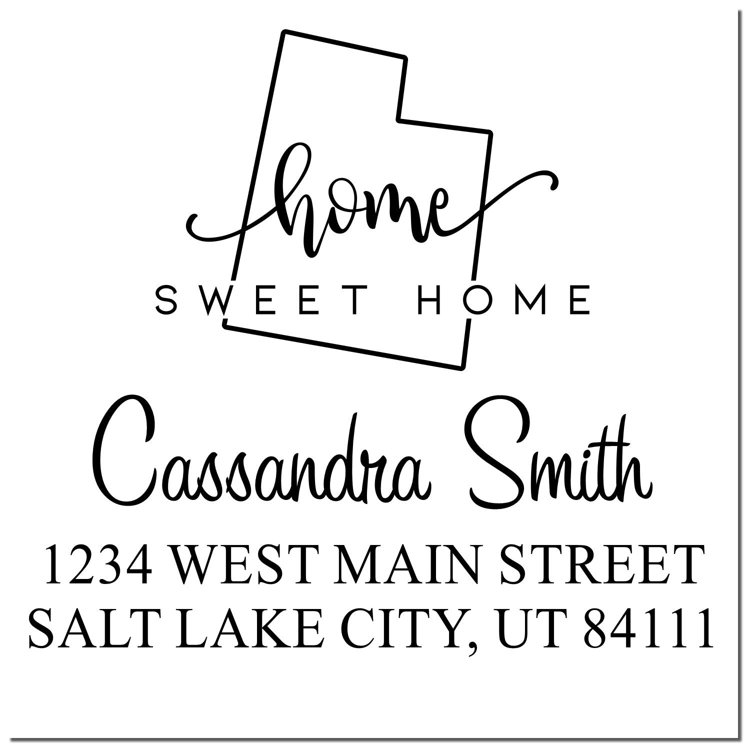 Wood Handle Home Sweet Home Utah Custom Return Address Stamper - Engineer Seal Stamps
