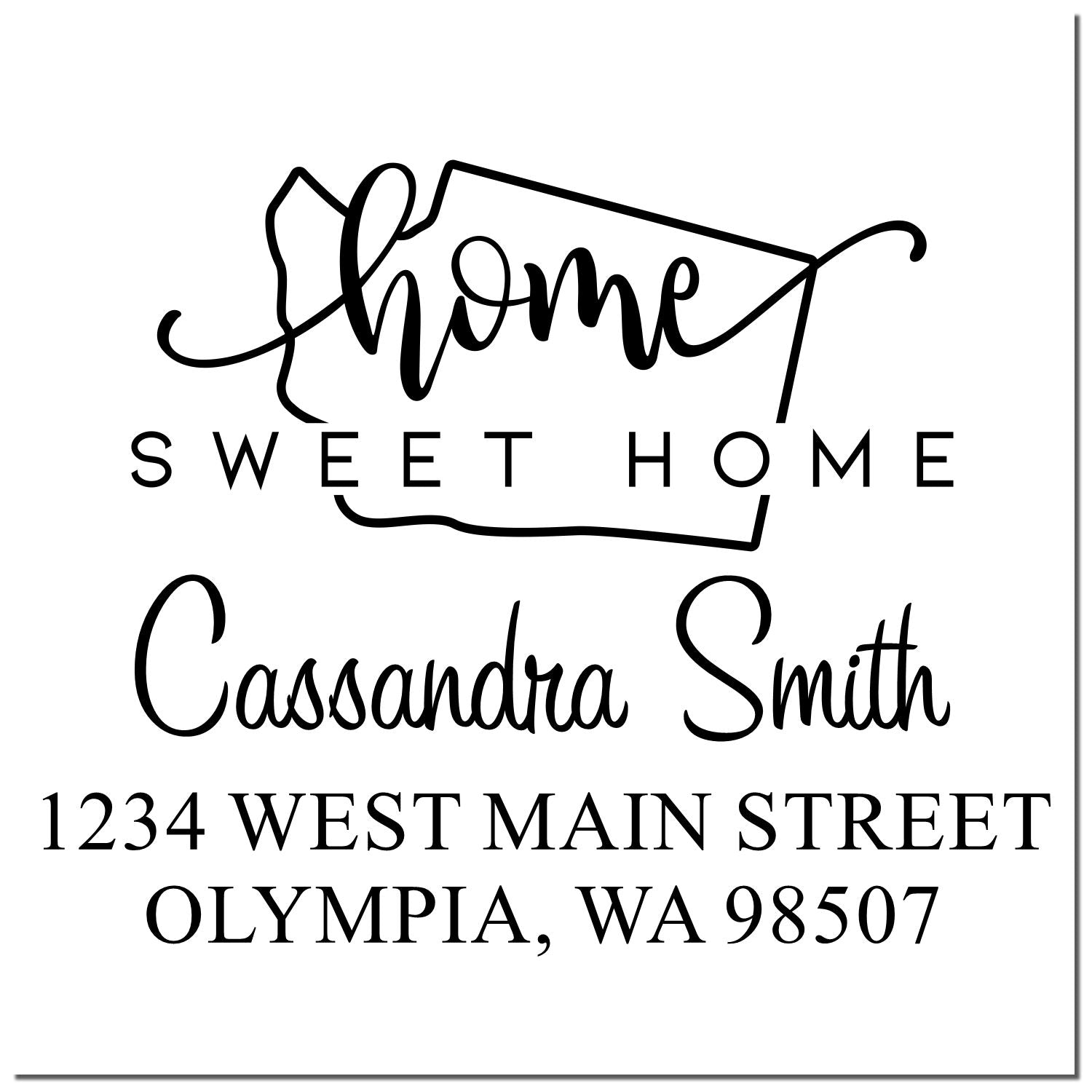 Slim Home Sweet Home Washington Custom New Address Stamper - Engineer Seal Stamps