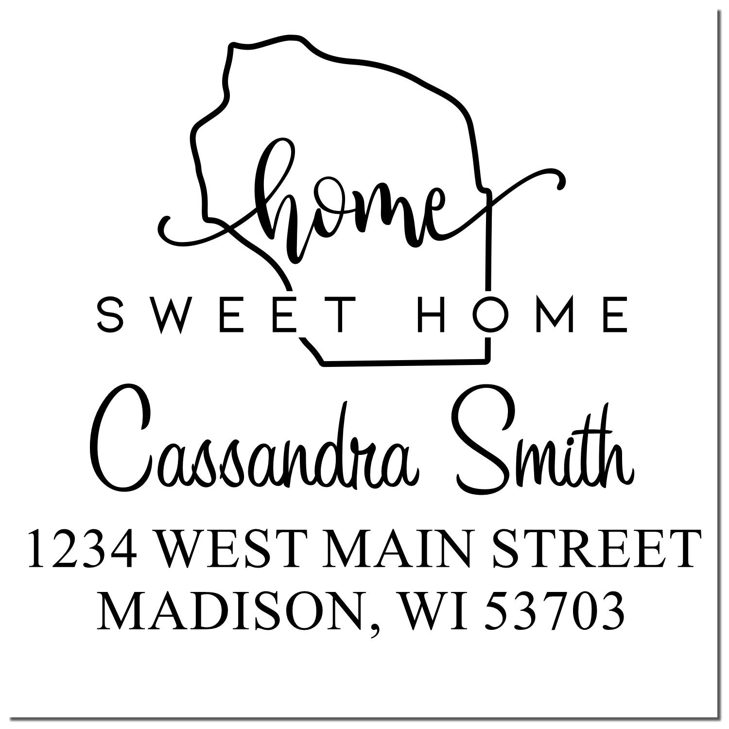 Slim Home Sweet Home Wisconsin Custom Home Address for Envelopes Stamp - Engineer Seal Stamps