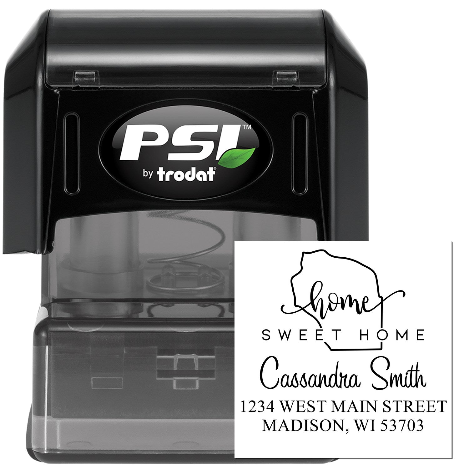PSI Pre-Inked Home Sweet Home Wisconsin Custom Mailing Address Stamper - Engineer Seal Stamps