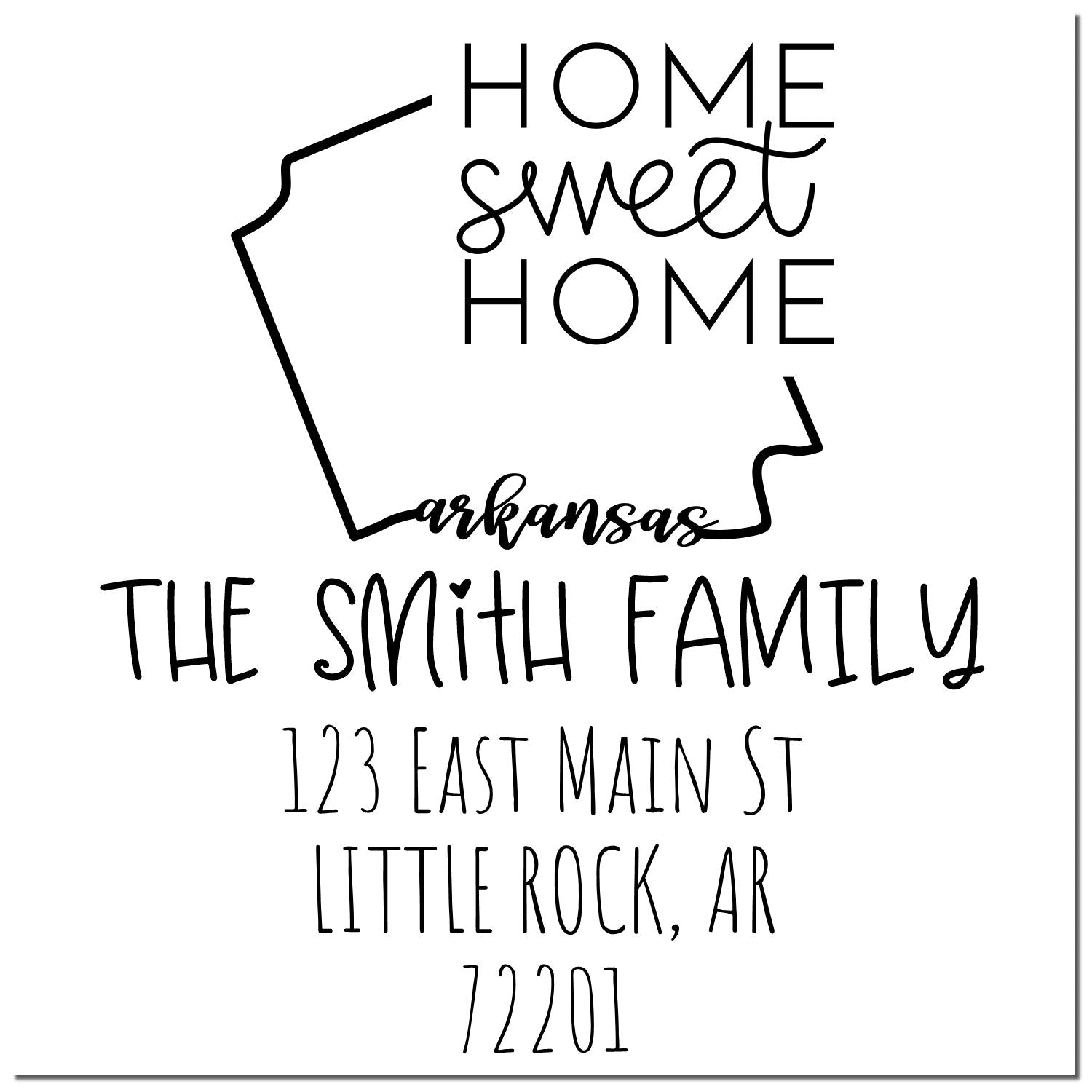 Self-Inking Arkansas Home Sweet Home Custom Address Return Rubber Stamp - Engineer Seal Stamps