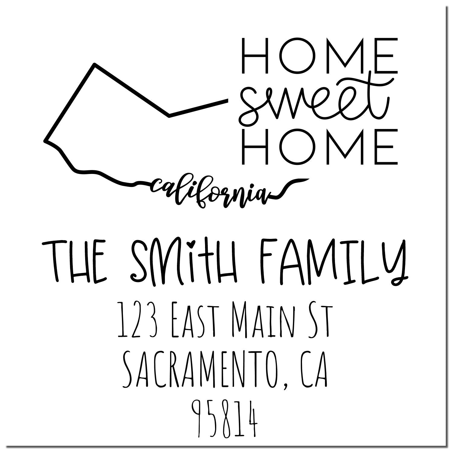 Slim California Home Sweet Home Customized Address Stamper - Engineer Seal Stamps