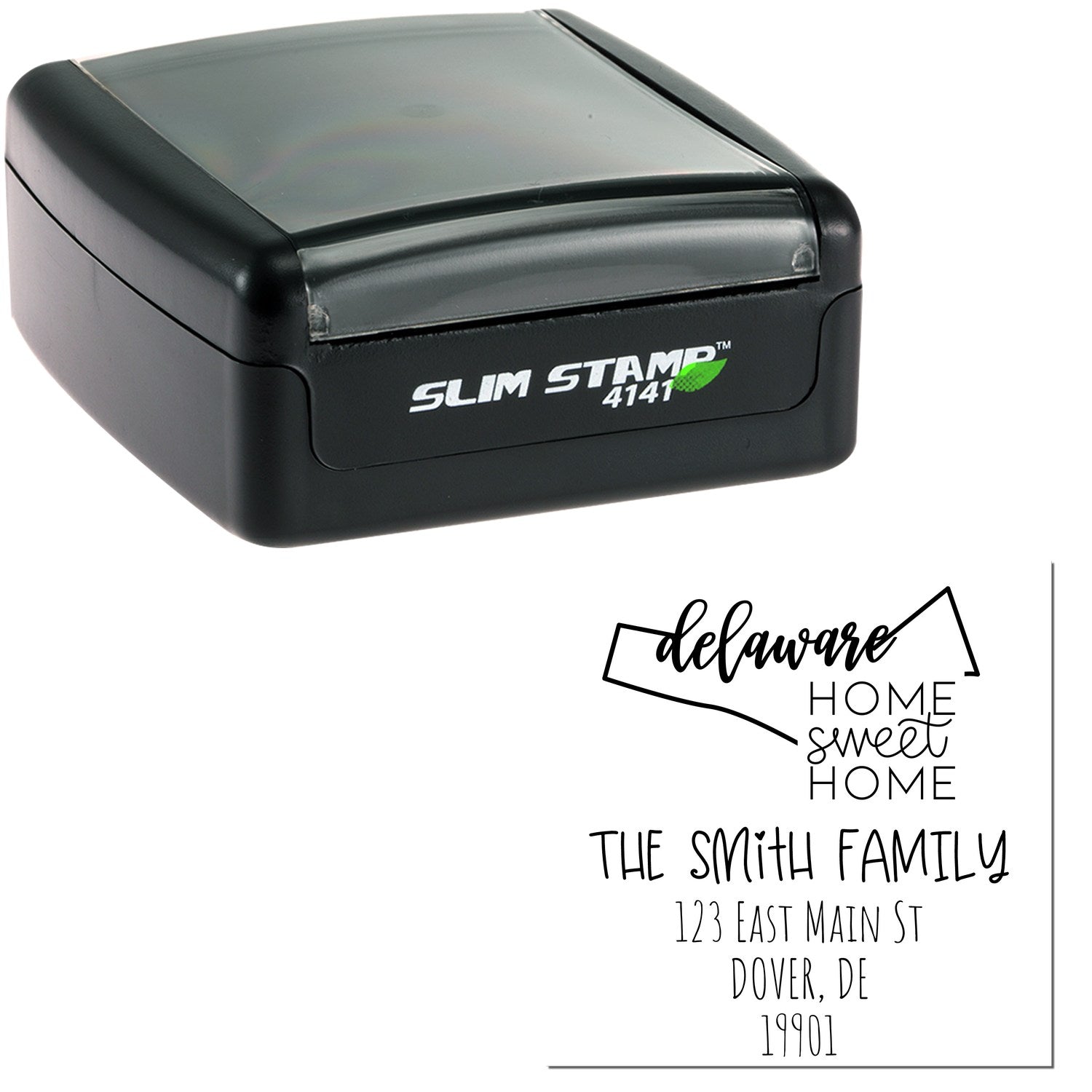 Slim Delaware Home Sweet Home Customized Return Address Stamper - Engineer Seal Stamps