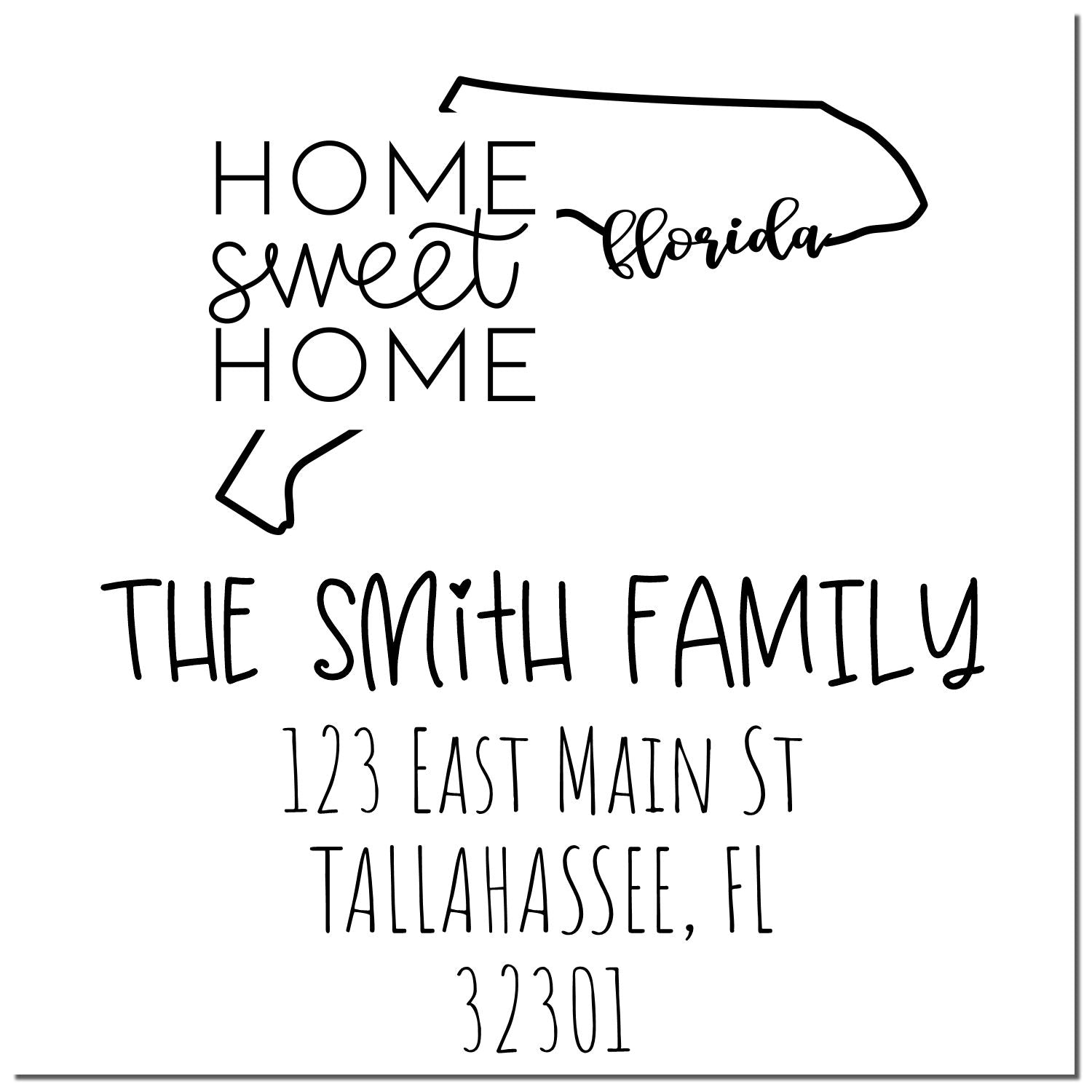 Wood Handle Florida Home Sweet Home Custom New Home Address Rubber Stamp - Engineer Seal Stamps