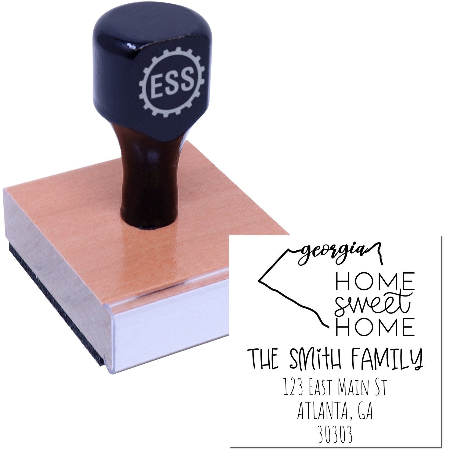 Wood Handle Georgia Home Sweet Home Custom Address Return Stamp - Engineer Seal Stamps