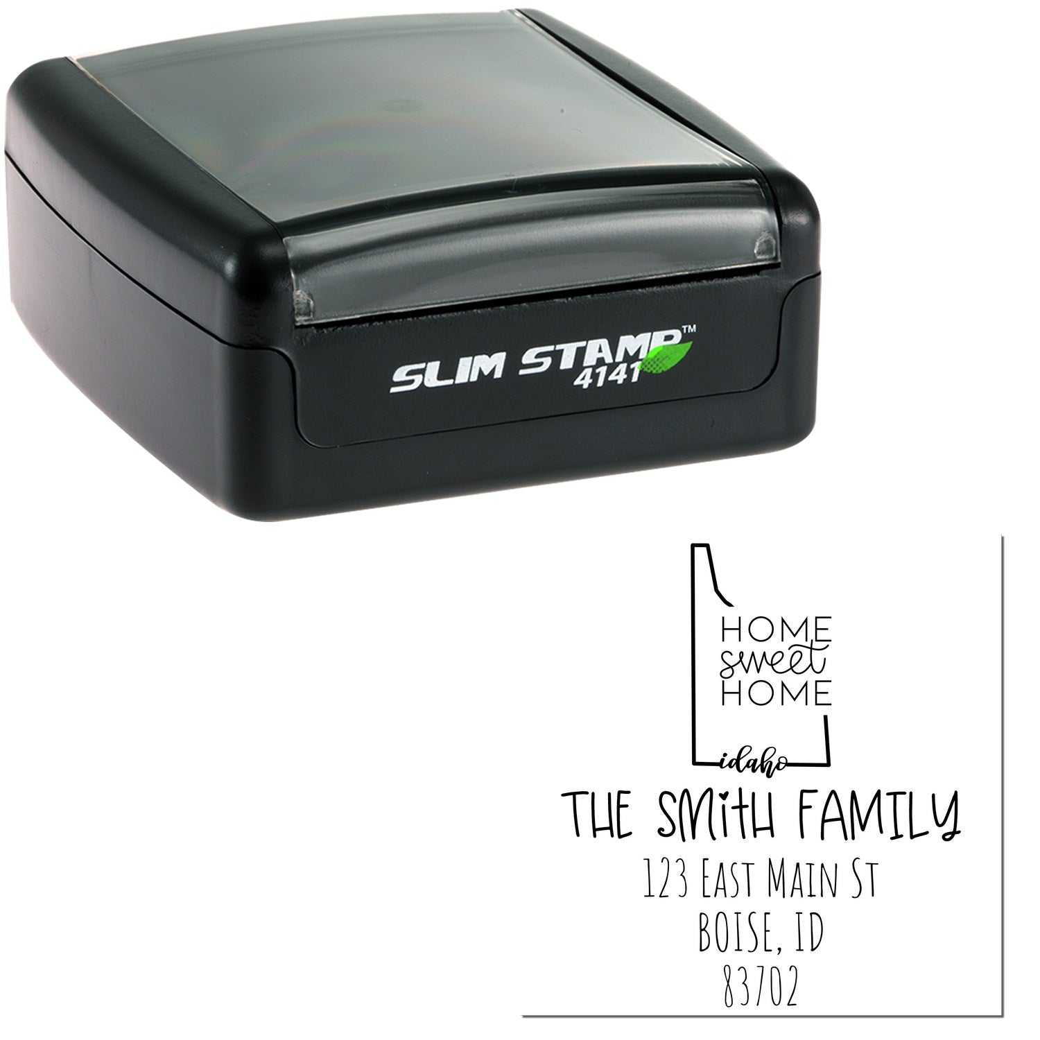 Slim Idaho Home Sweet Home Customized Name and Address Pre-Inked Stamp - Engineer Seal Stamps