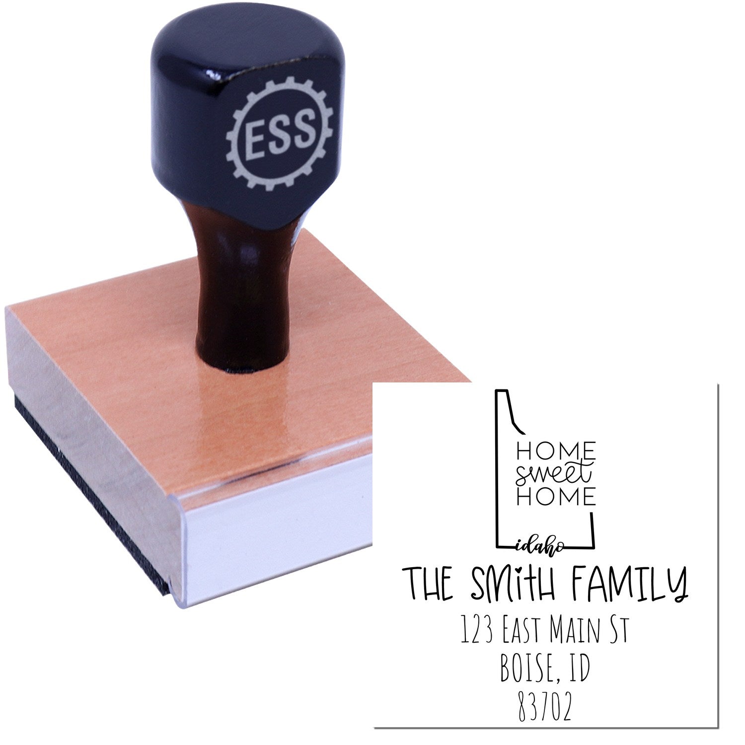 Wood Handle Idaho Home Sweet Home Custom Address Return Rubber Stamp - Engineer Seal Stamps