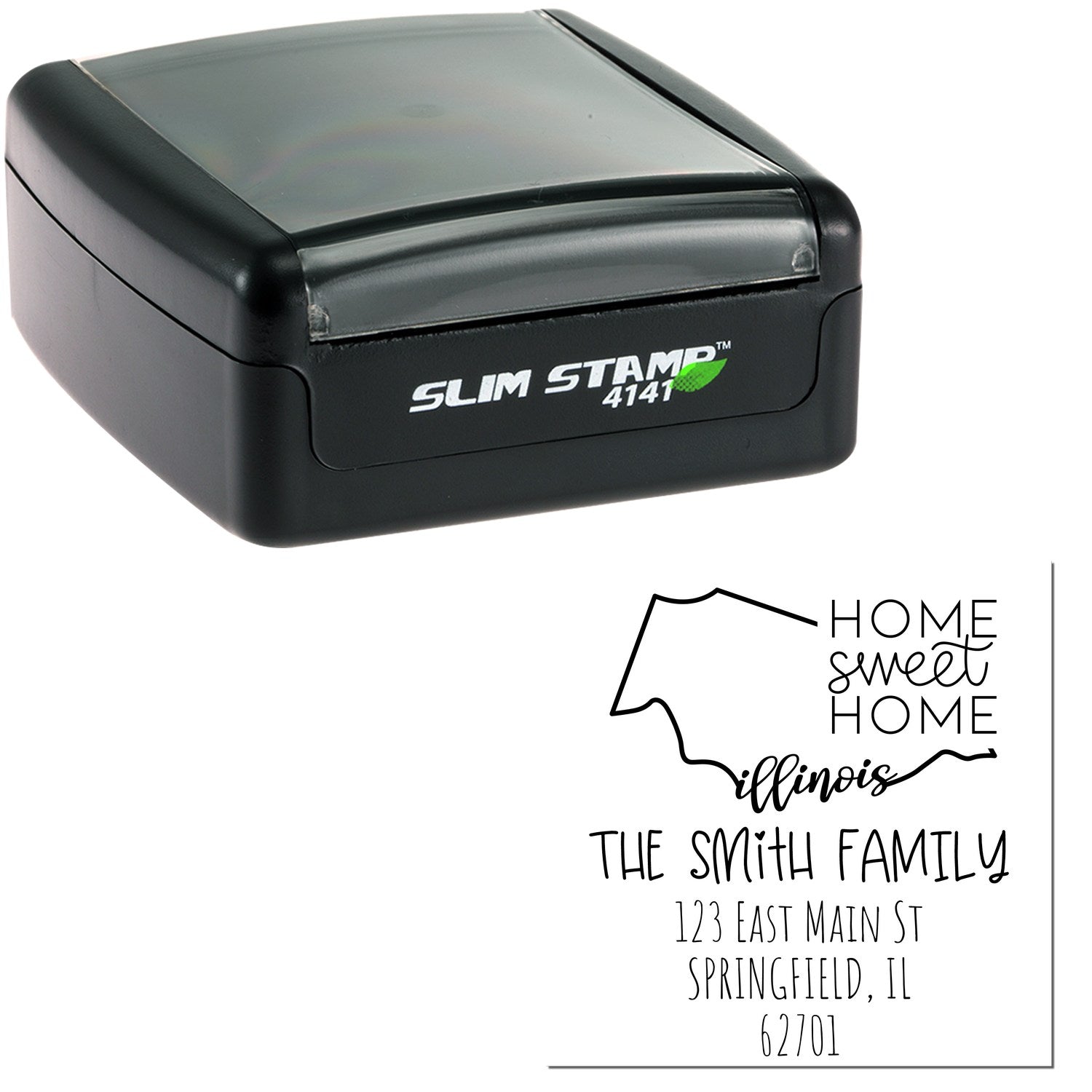 Slim Illinois Home Sweet Home Customized Mailing Stamp - Engineer Seal Stamps