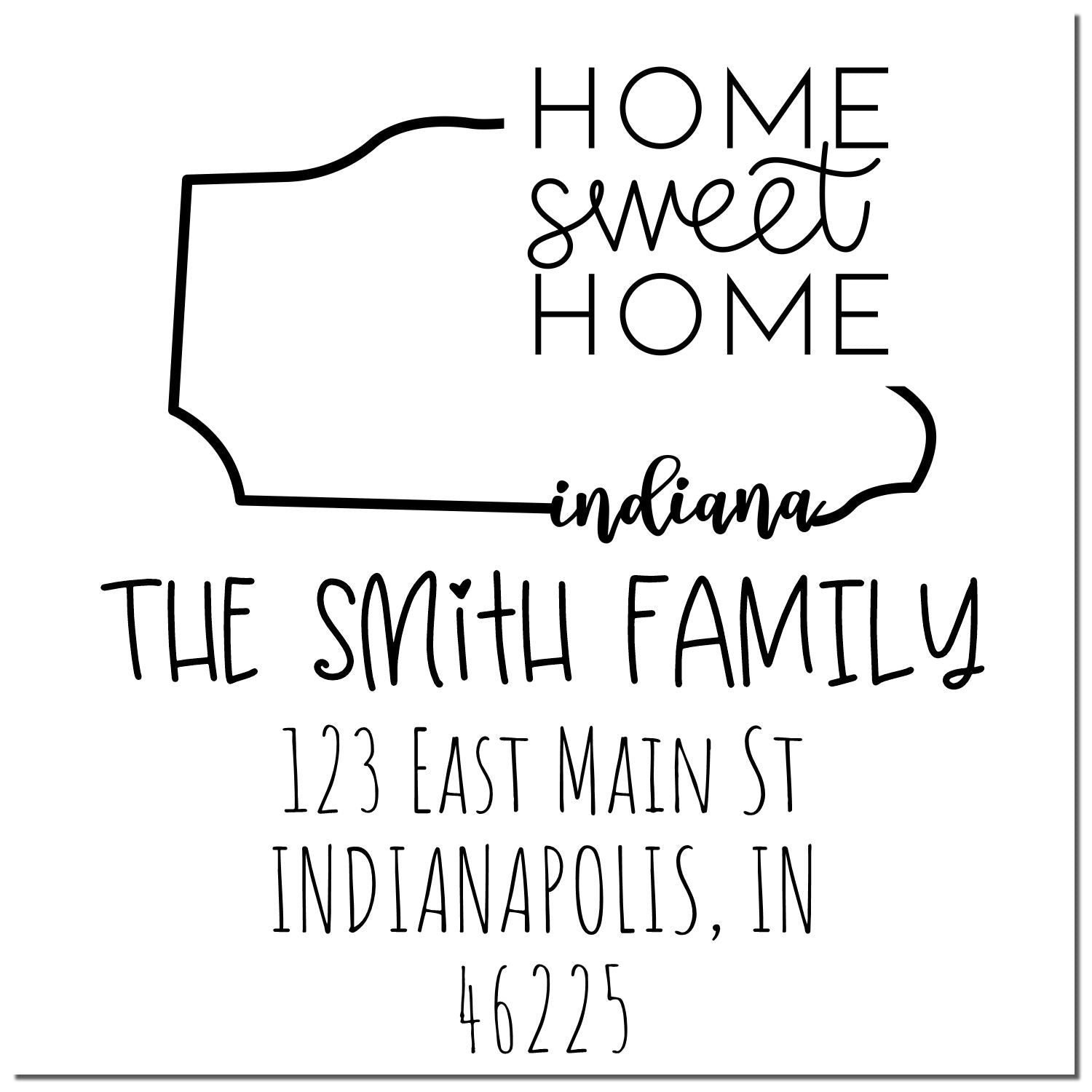 Wood Handle Indiana Home Sweet Home Custom Mailing Address Stamper - Engineer Seal Stamps