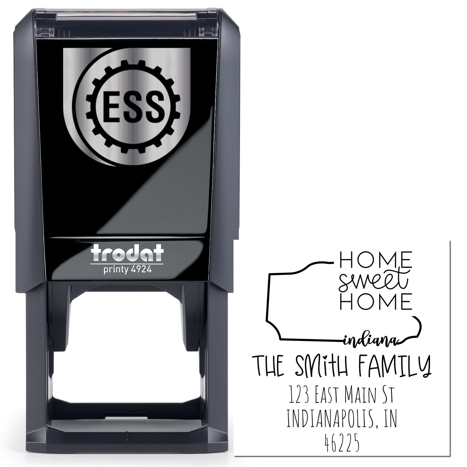Self-Inking Indiana Home Sweet Home Custom Home Address for Envelopes Stamp - Engineer Seal Stamps