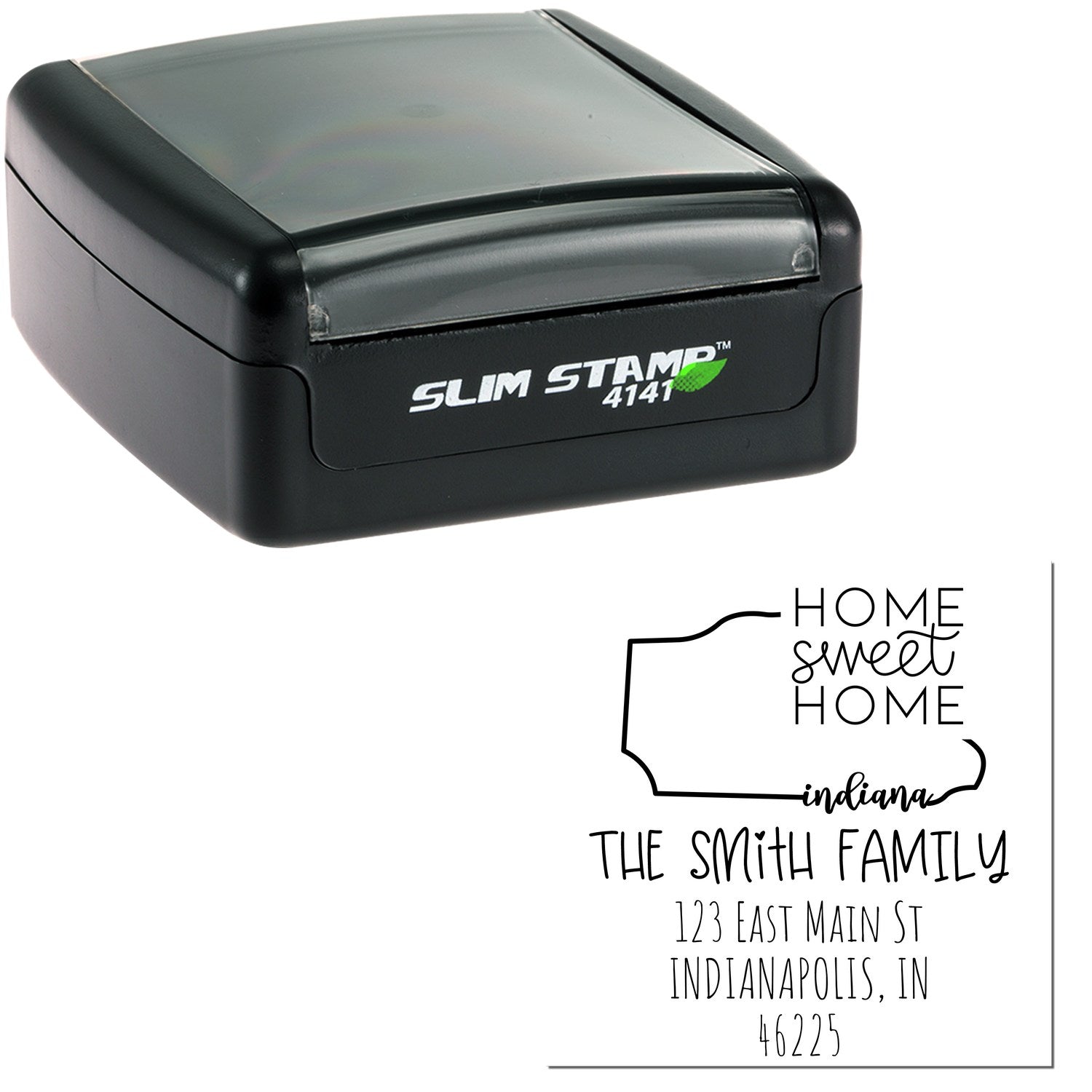 Slim Indiana Home Sweet Home Customized Mailing Stamper - Engineer Seal Stamps