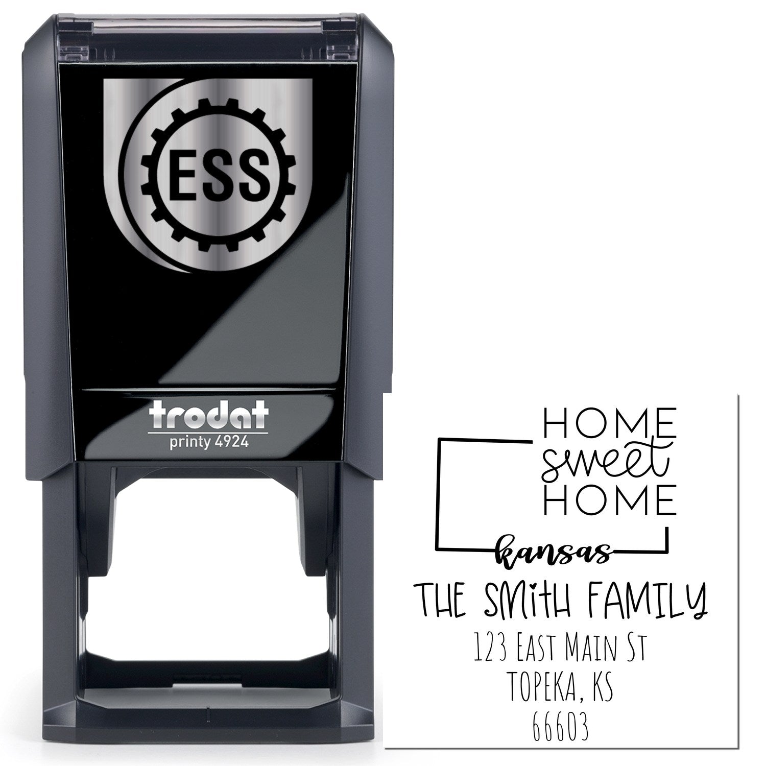 Self-Inking Kansas Home Sweet Home Custom Home Address for Envelopes Rubber Stamp - Engineer Seal Stamps