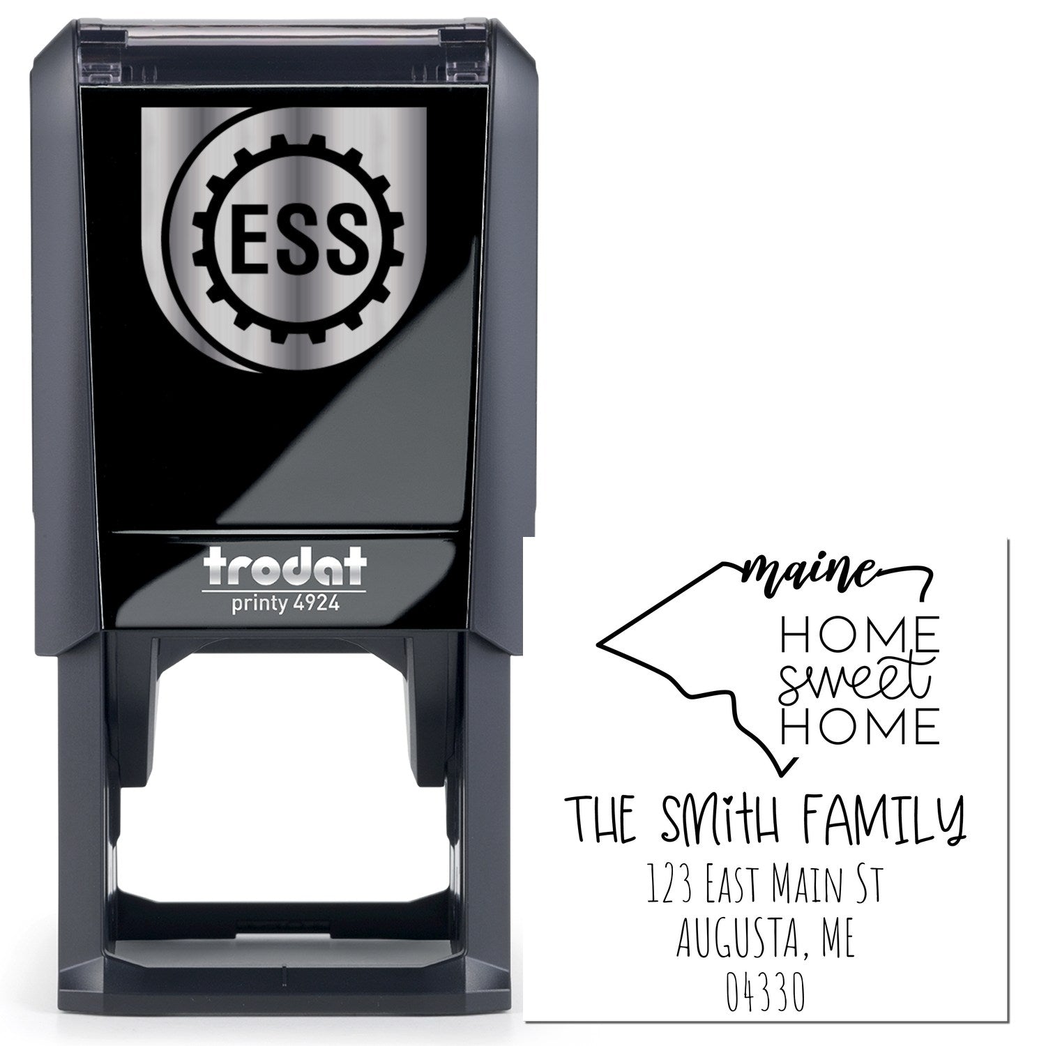 Self-Inking Maine Home Sweet Home Custom Address Label Rubber Stamp - Engineer Seal Stamps