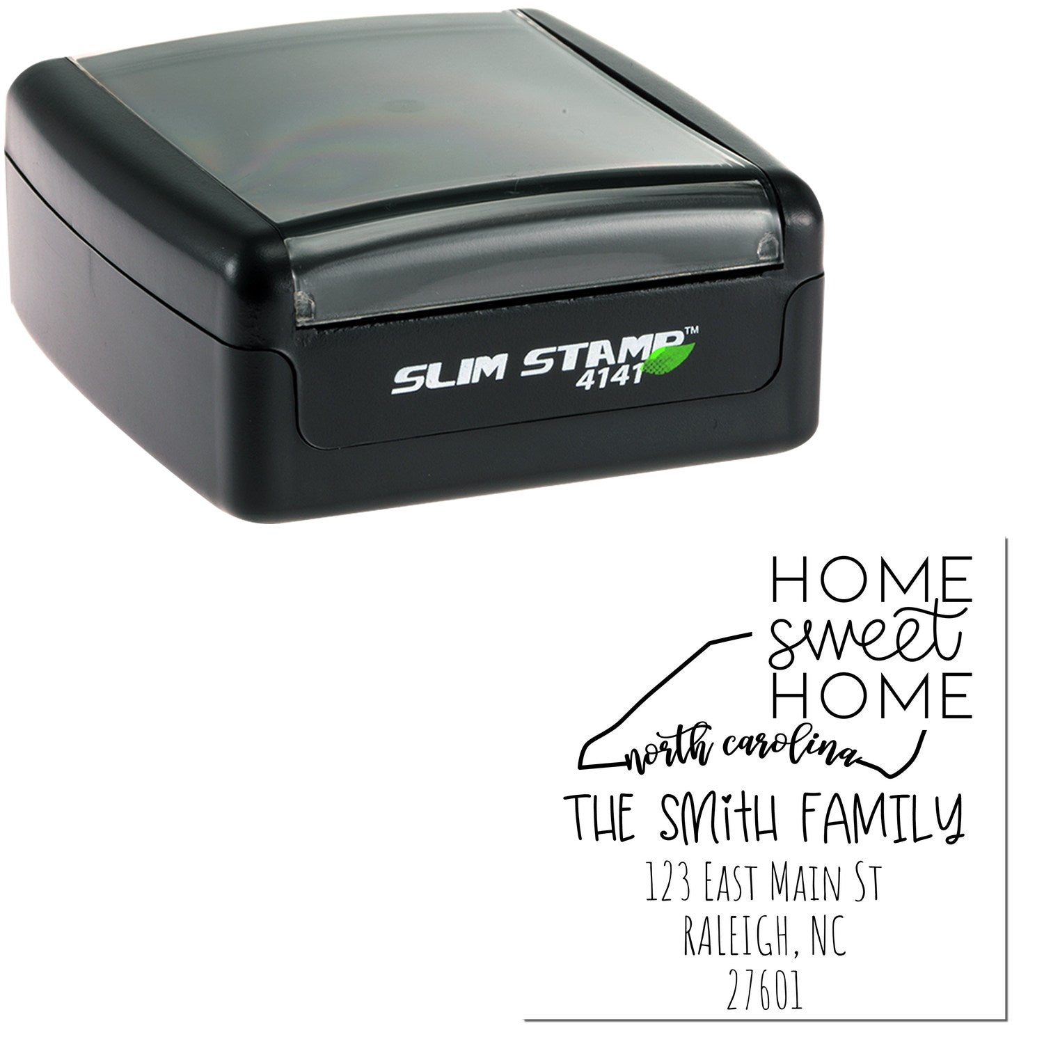 Slim North Carolina Home Sweet Home Customized Mail Address Pre-Inked Stamp - Engineer Seal Stamps