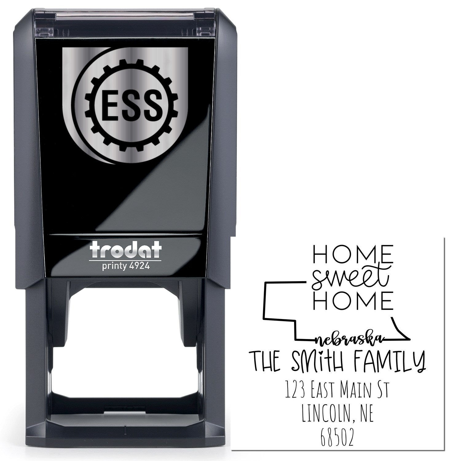Self-Inking Nebraska Home Sweet Home Customized Name and Address Stamper - Engineer Seal Stamps