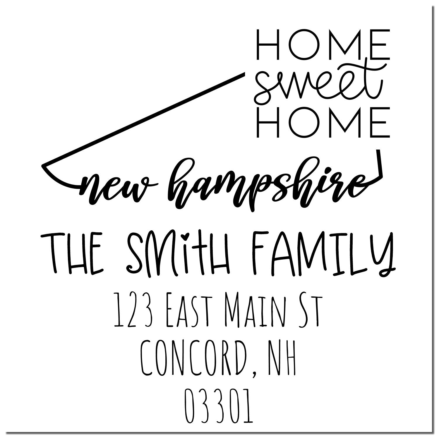 Wood Handle New Hampshire Home Sweet Home Customized Address Stamper - Engineer Seal Stamps