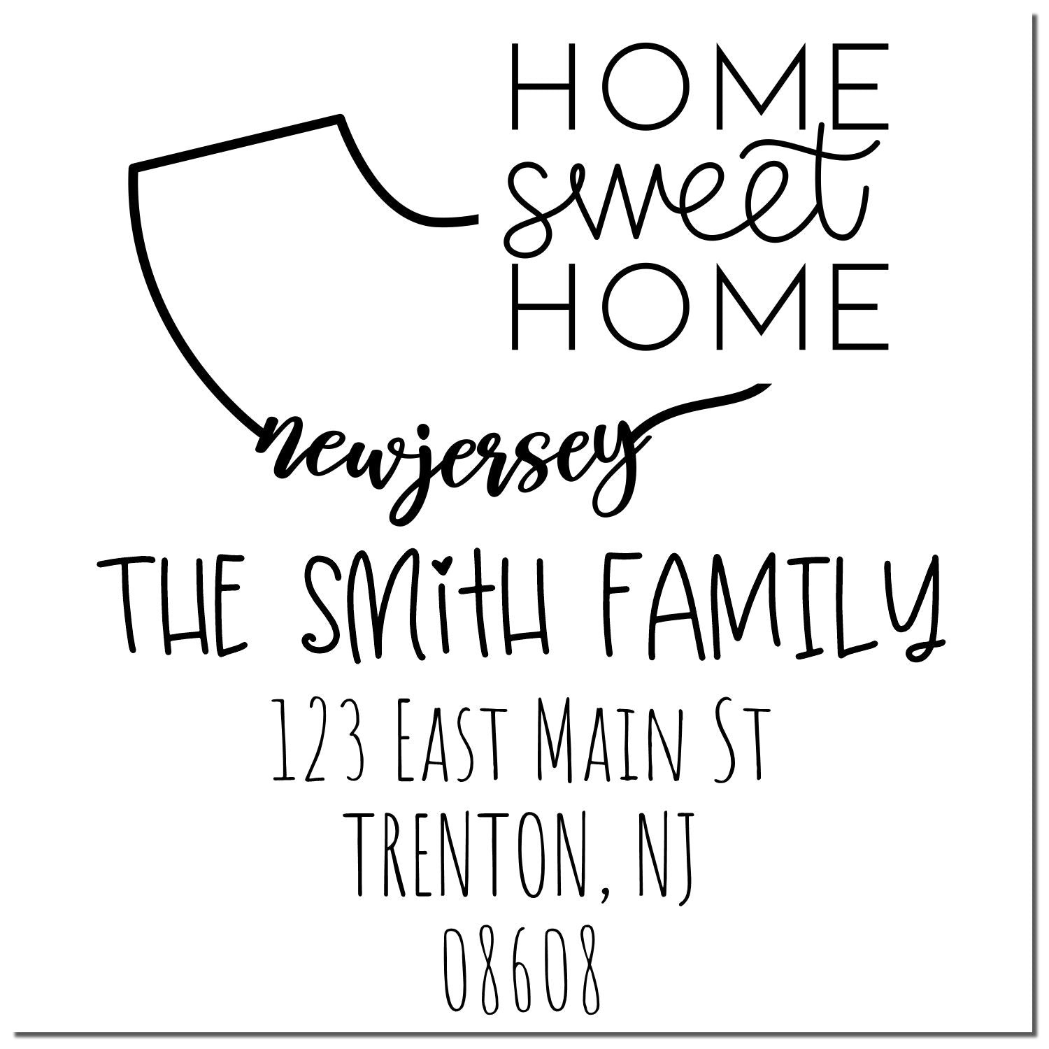 PSI Pre-Inked New Jersey Home Sweet Home Customized New Home Address Stamp - Engineer Seal Stamps