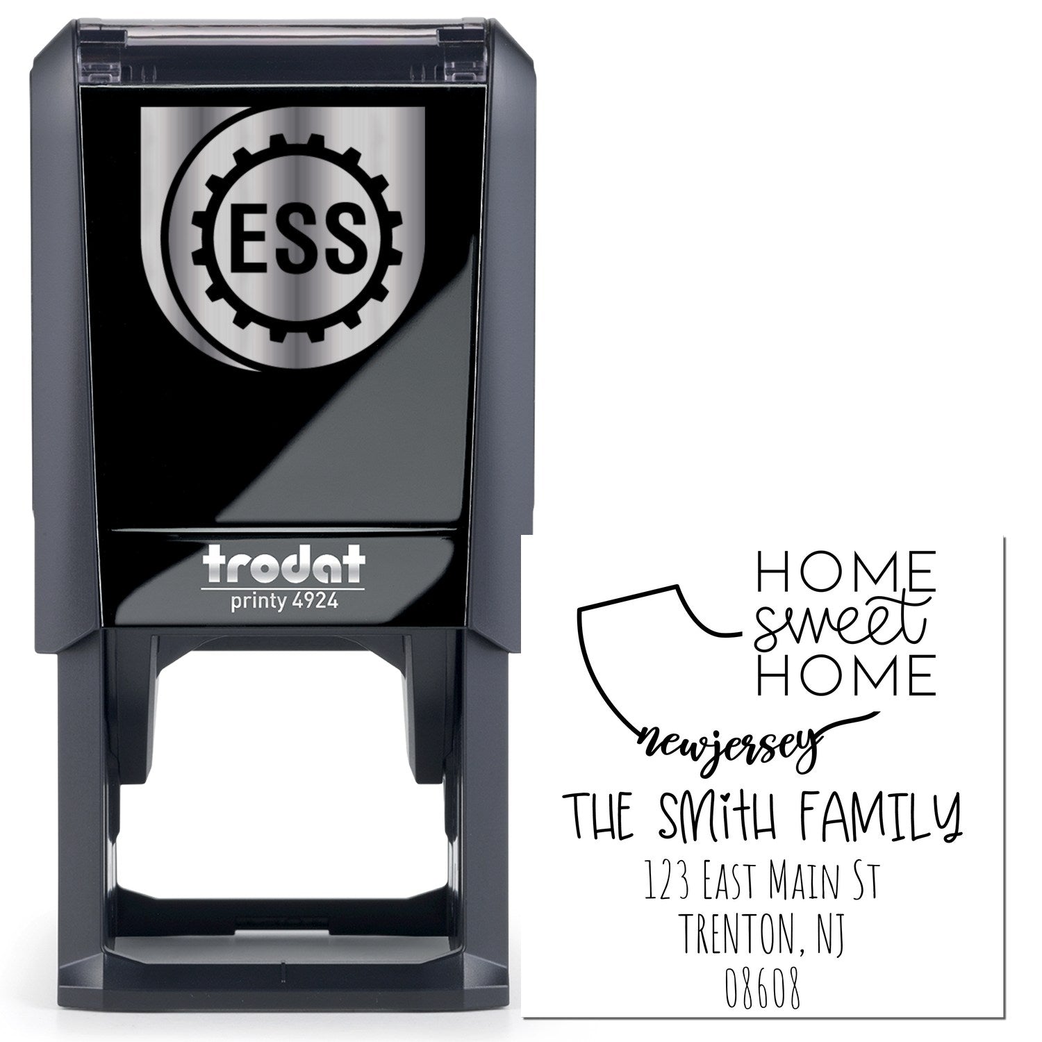 Self-Inking New Jersey Home Sweet Home Customized Mailing Stamper - Engineer Seal Stamps