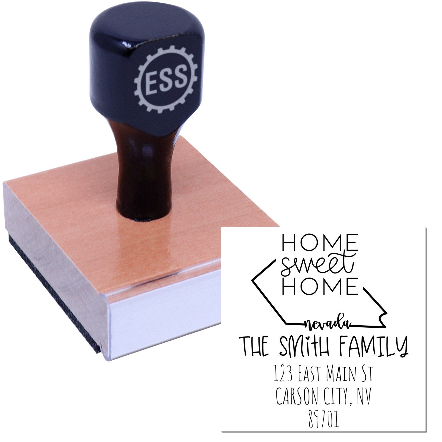 Wood Handle Nevada Home Sweet Home Customized Address Stamp - Engineer Seal Stamps
